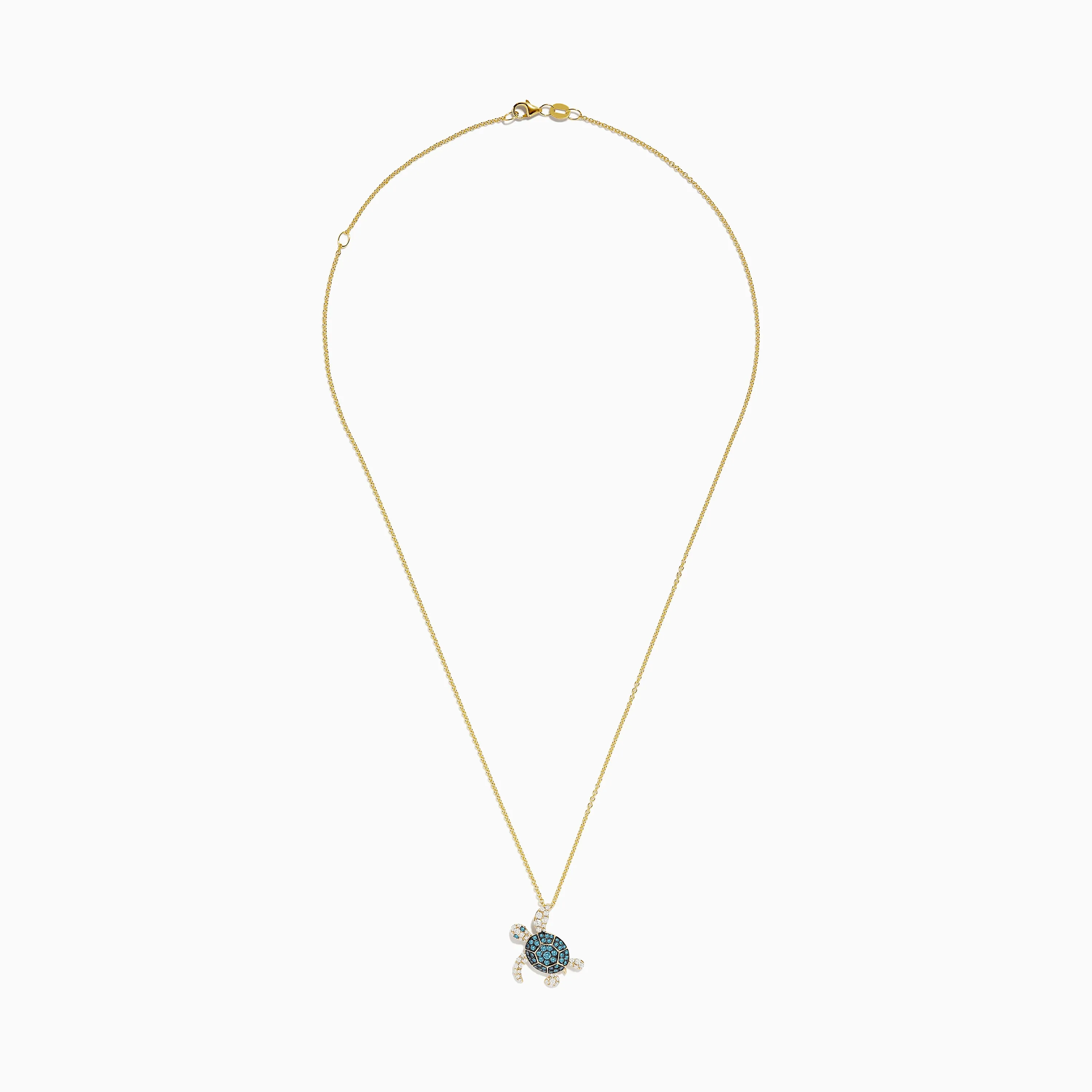 Seaside 14K Yellow Gold Blue and White Diamond Turtle Pendant sold by Effy product image thumbnail 2