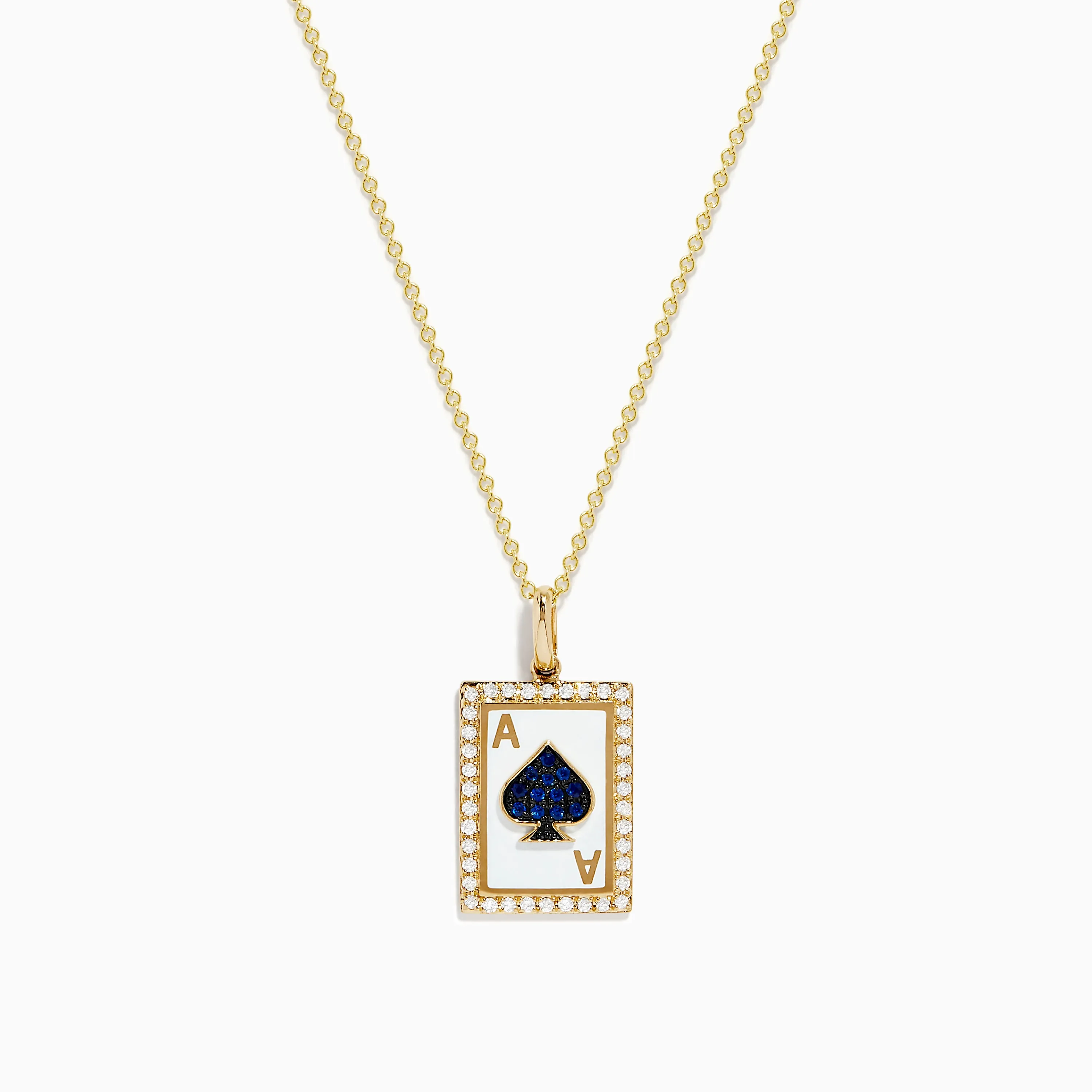 Casino 14K Yellow Gold Diamond and Sapphire Spade Card Pendant sold by Effy
