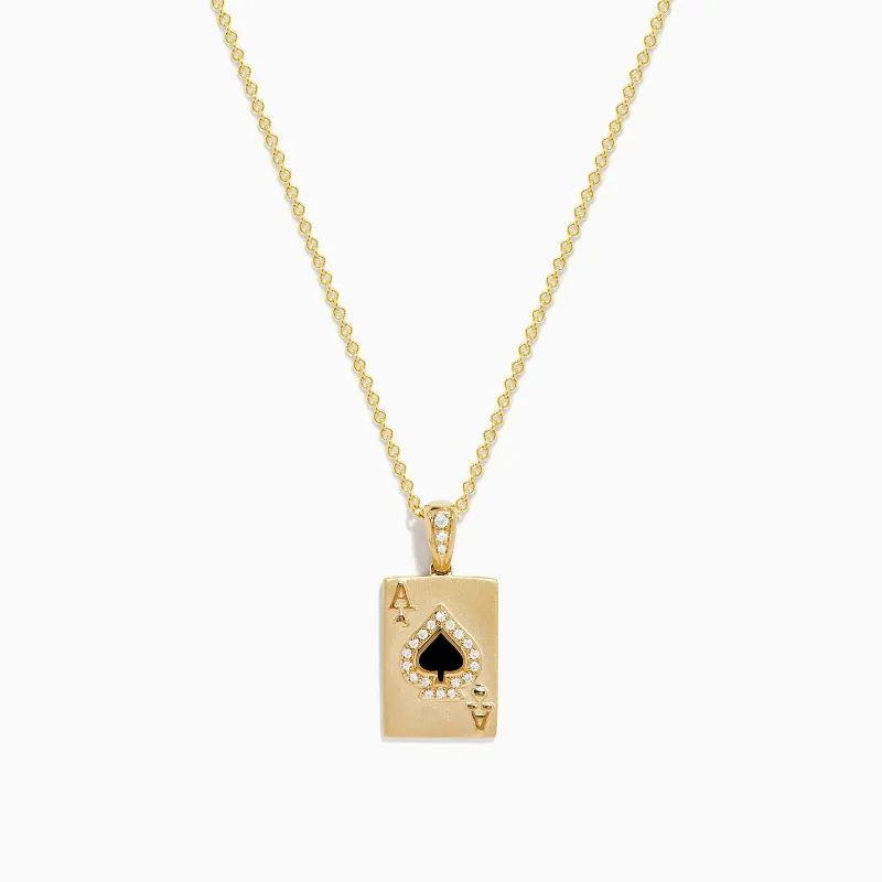 Casino 14K Yellow Gold Diamond Spade Card Pendant sold by Effy
