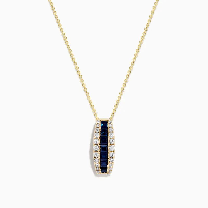 Royale Bleu 14K Yellow Gold Blue Sapphire and Diamond Pendant sold by Effy
