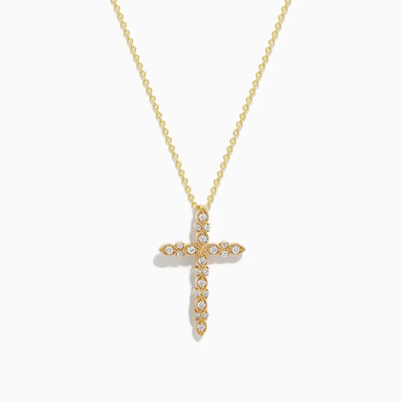 D'Oro 14K Yellow Gold Diamond Cross Pendant sold by Effy