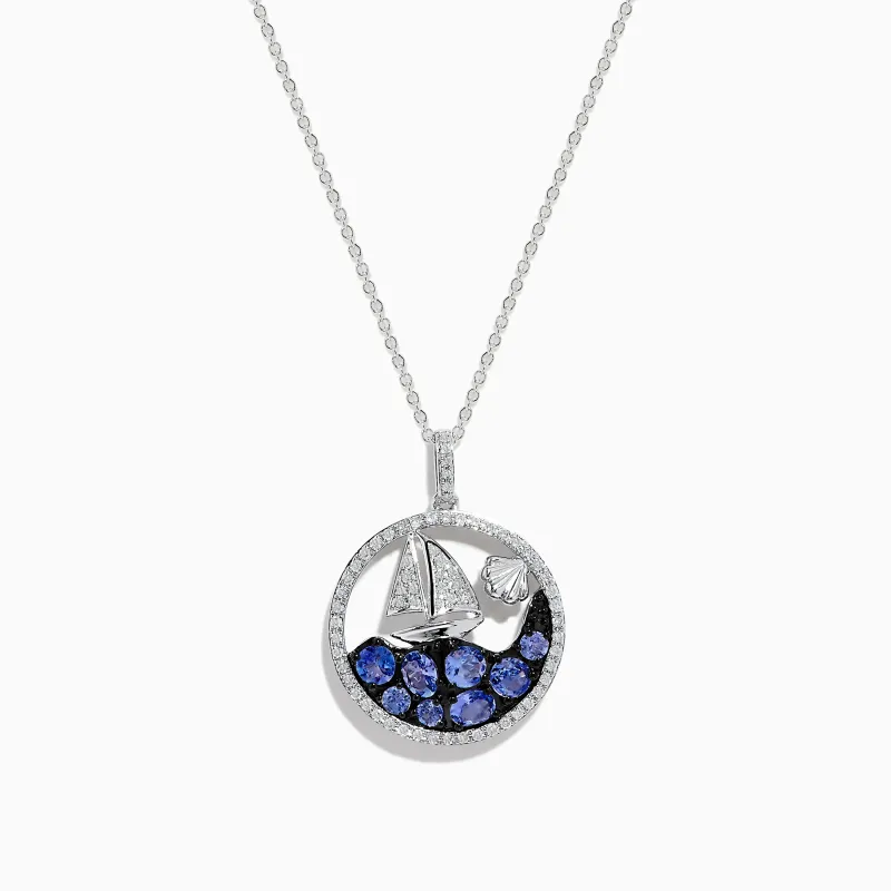 925 Sterling Silver Tanzanite and Diamond Sailboat Pendant sold by Effy