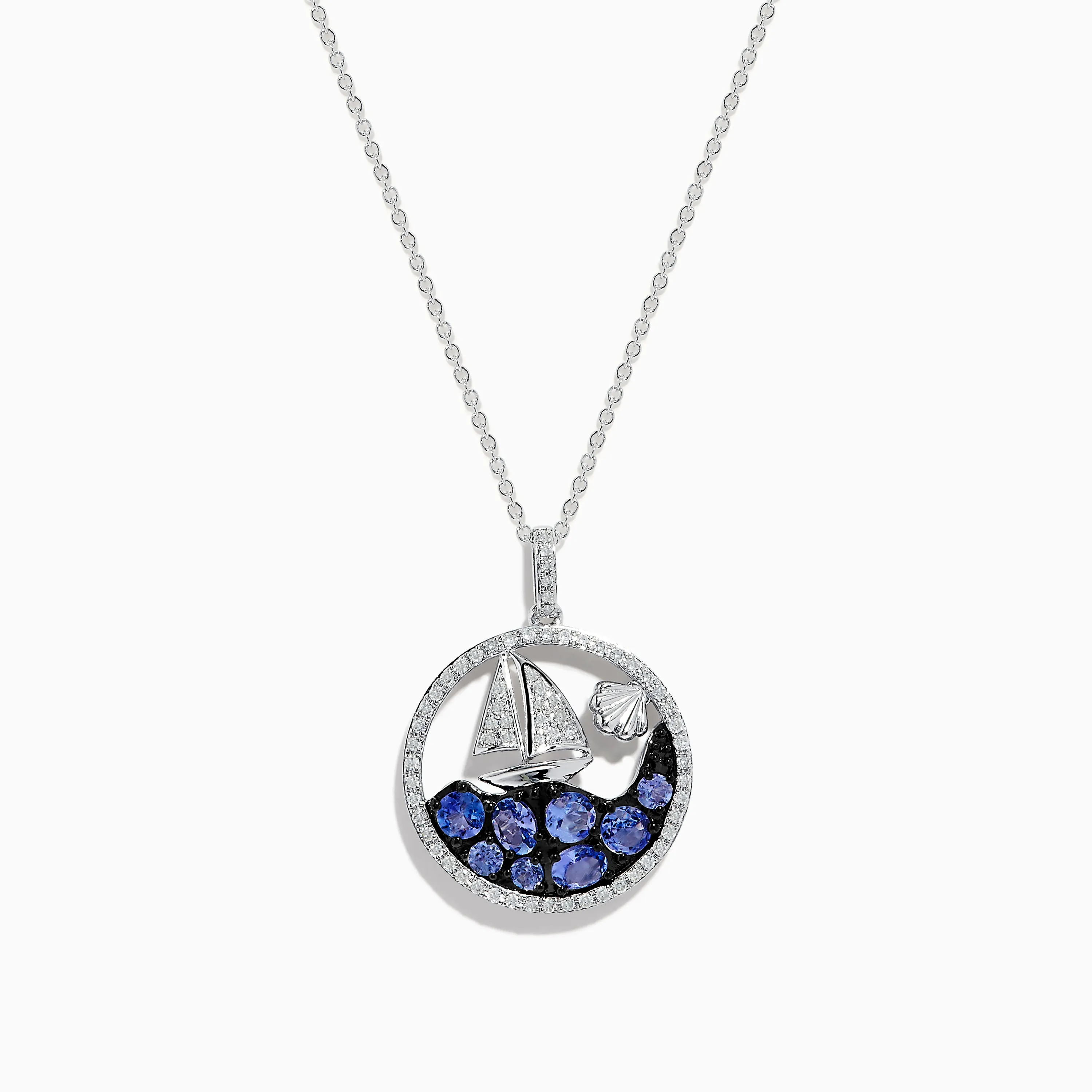 925 Sterling Silver Tanzanite and Diamond Sailboat Pendant sold by Effy