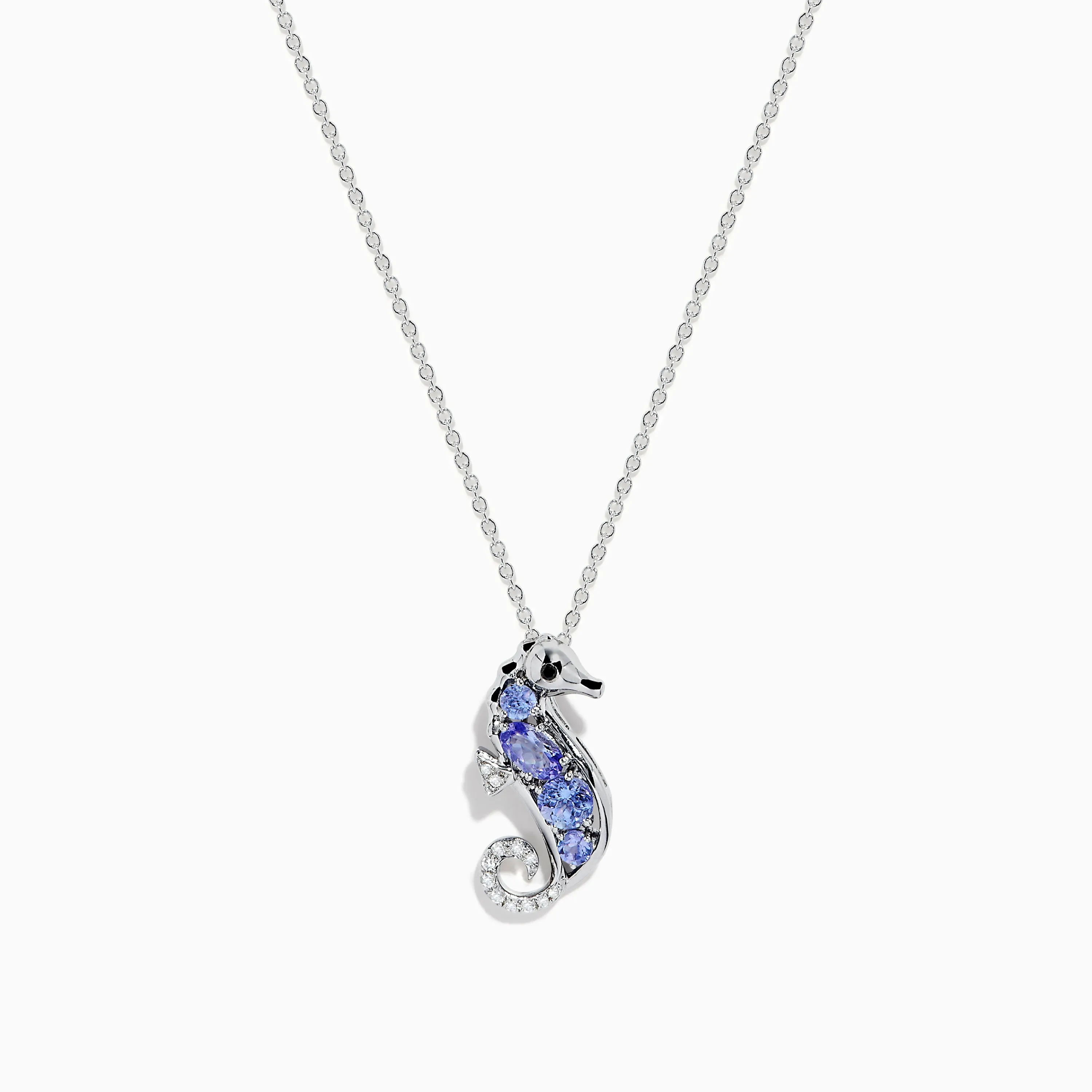 Seaside 925 Sterling Silver Tanzanite and Diamond Seahorse Pendant sold by Effy