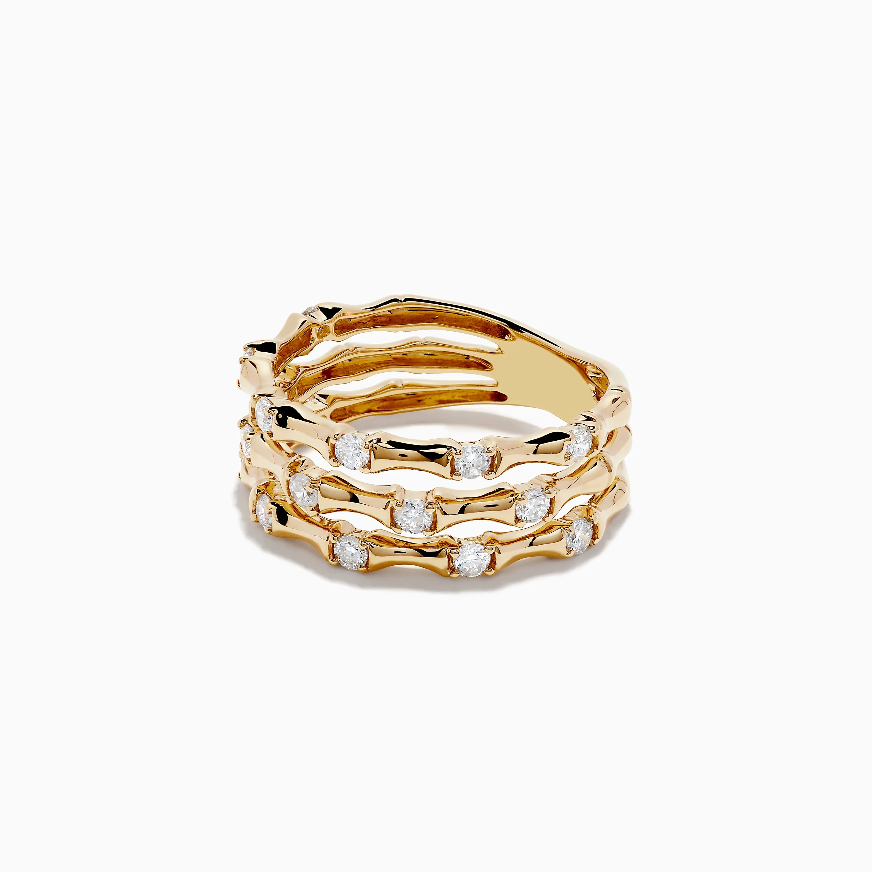 D'Oro 14K Yellow Gold Diamond Bamboo Ring 0.50 TCW sold by Effy product image thumbnail 2