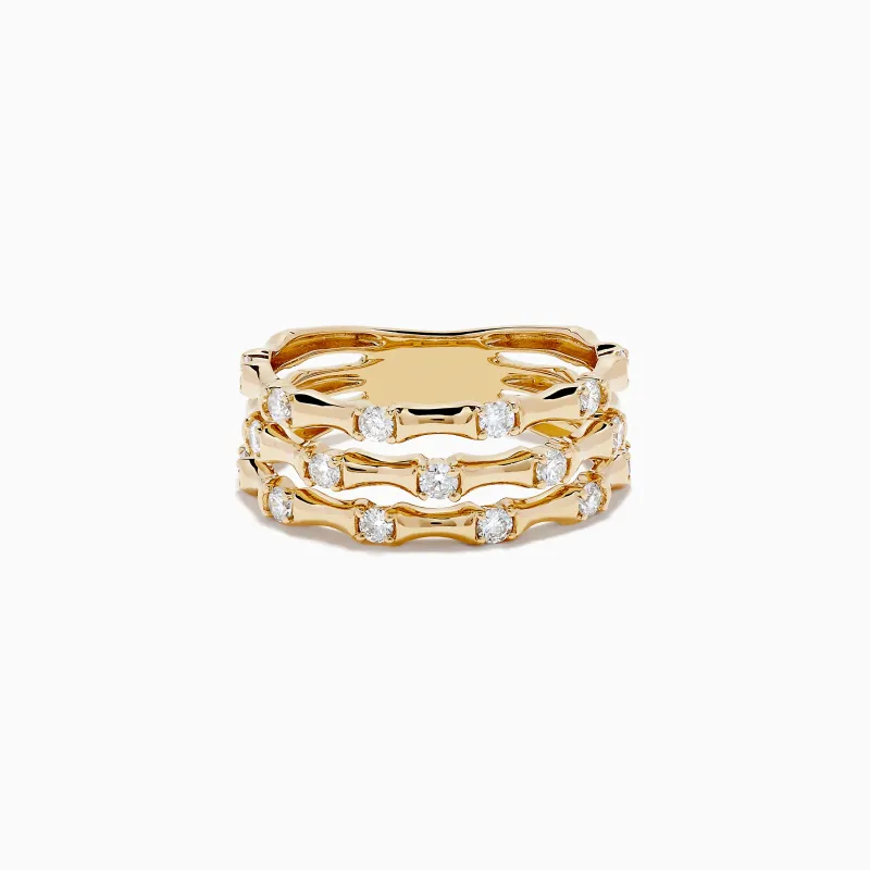 D'Oro 14K Yellow Gold Diamond Bamboo Ring 0.50 TCW sold by Effy