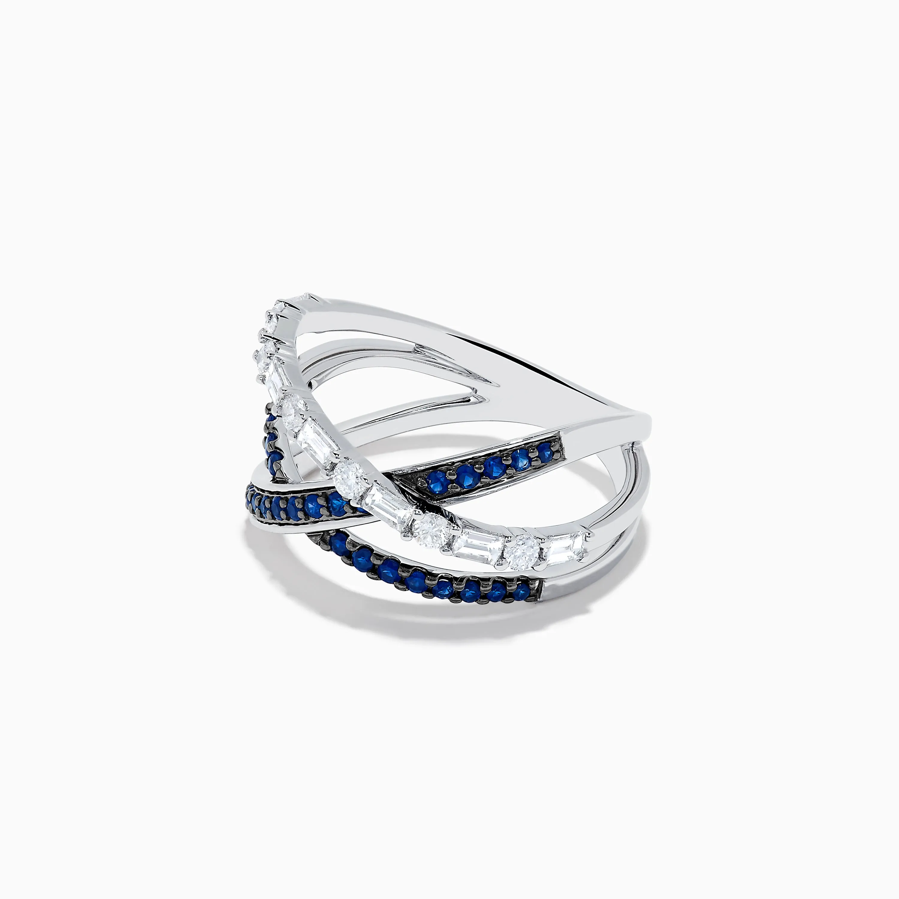 Royale Bleu 14K White Gold Blue Sapphire and Diamond Crossover Ring sold by Effy product image thumbnail 2