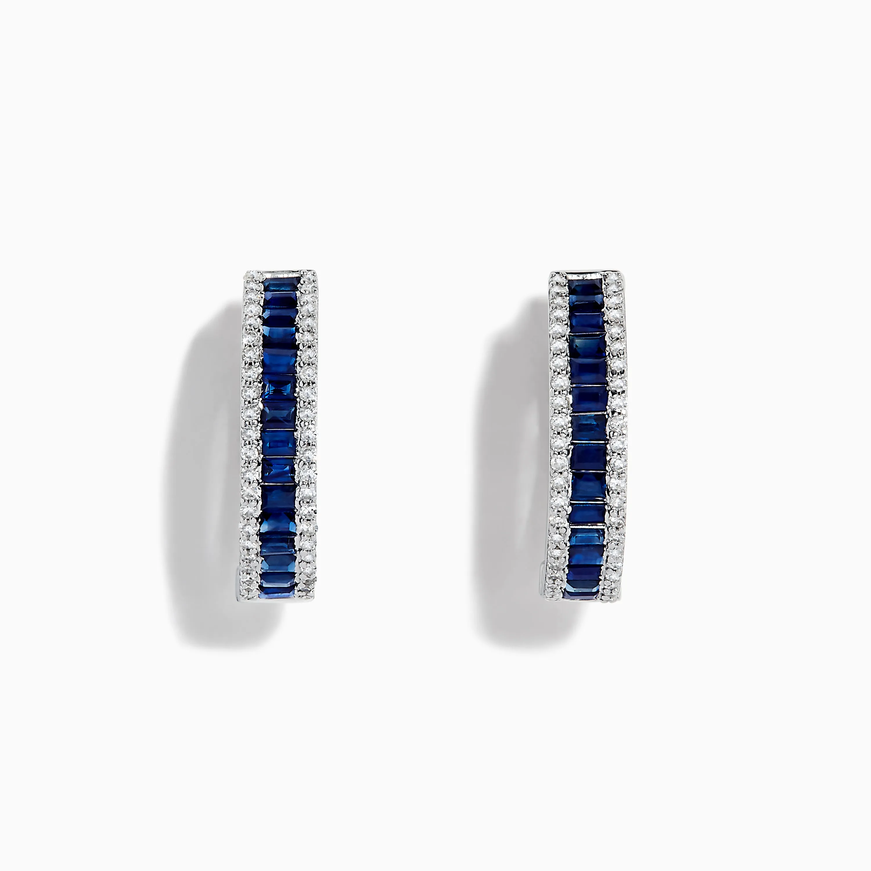 Royale Bleu 14K White Gold Blue Sapphire and Diamond Hoop Earrings sold by Effy