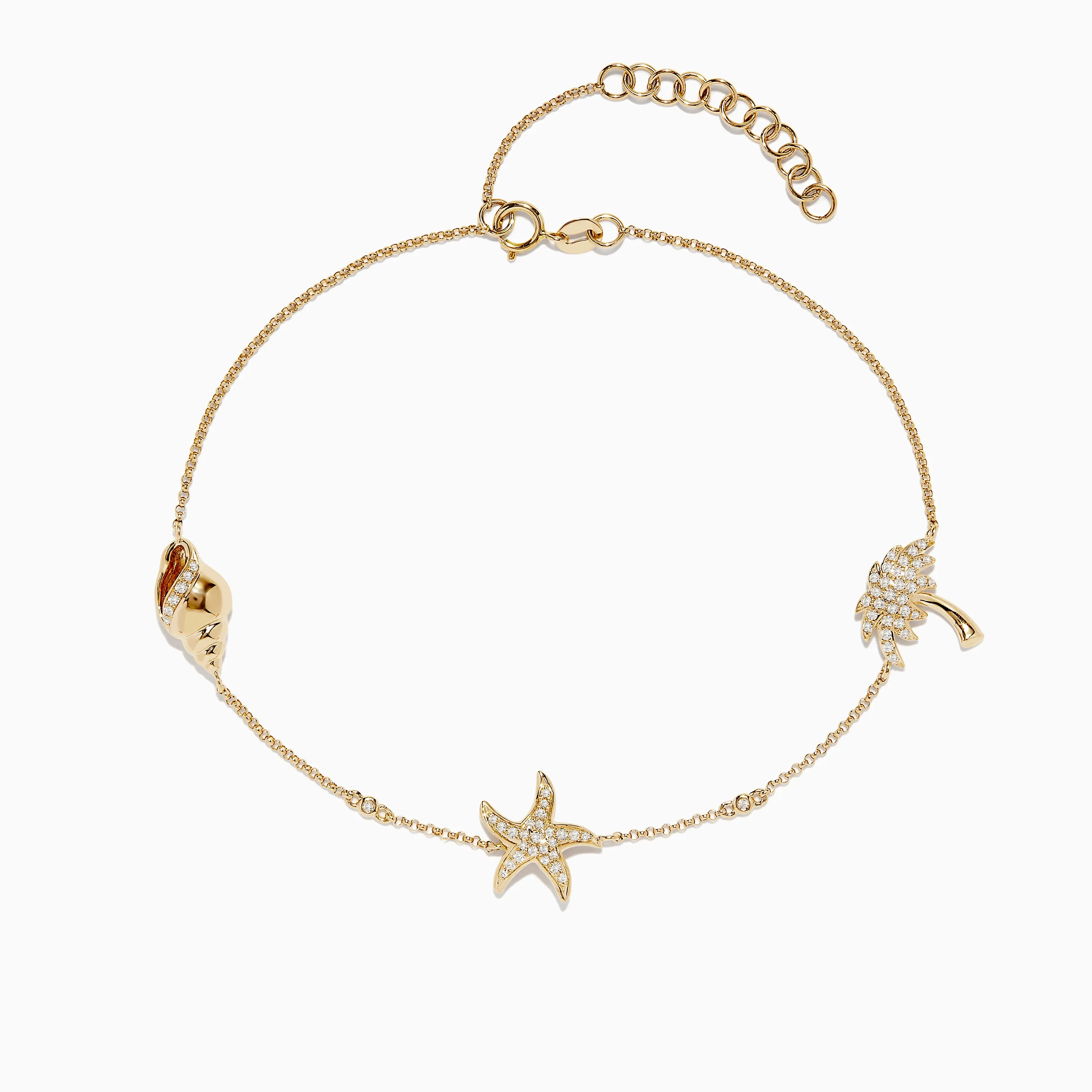 Novelty 14K Yellow Gold Diamond Seaside Ankle Bracelet sold by Effy