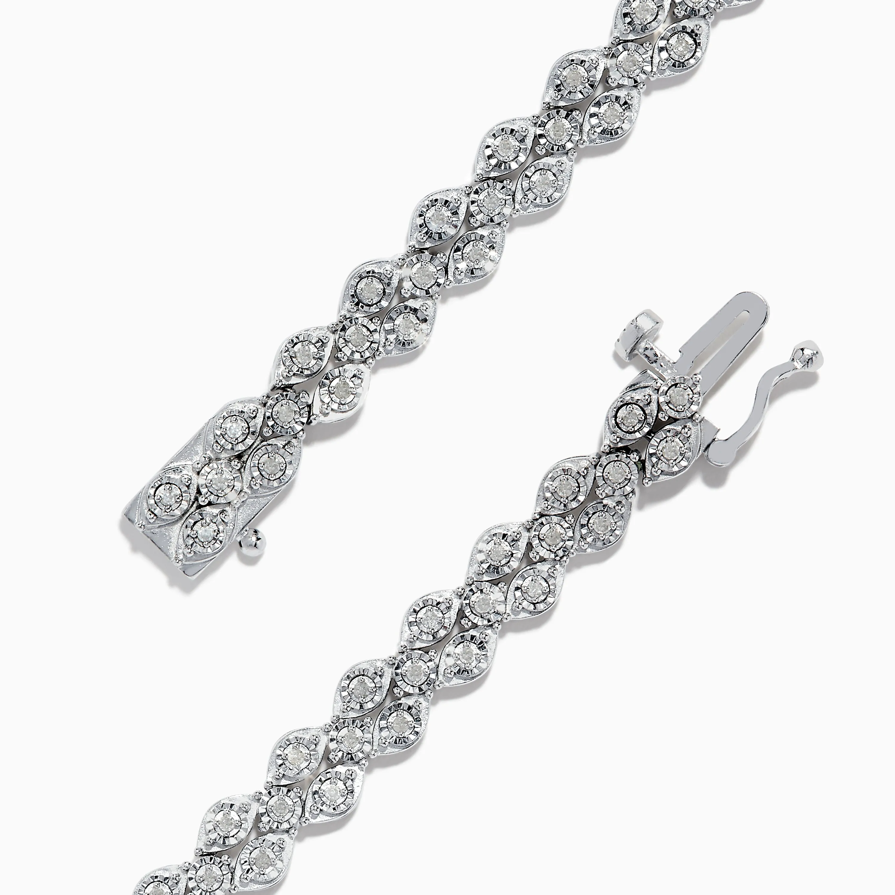 925 Sterling Silver Diamond Cluster Tennis Bracelet sold by Effy product image thumbnail 2