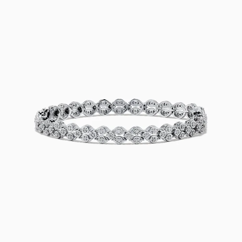 925 Sterling Silver Diamond Cluster Tennis Bracelet sold by Effy