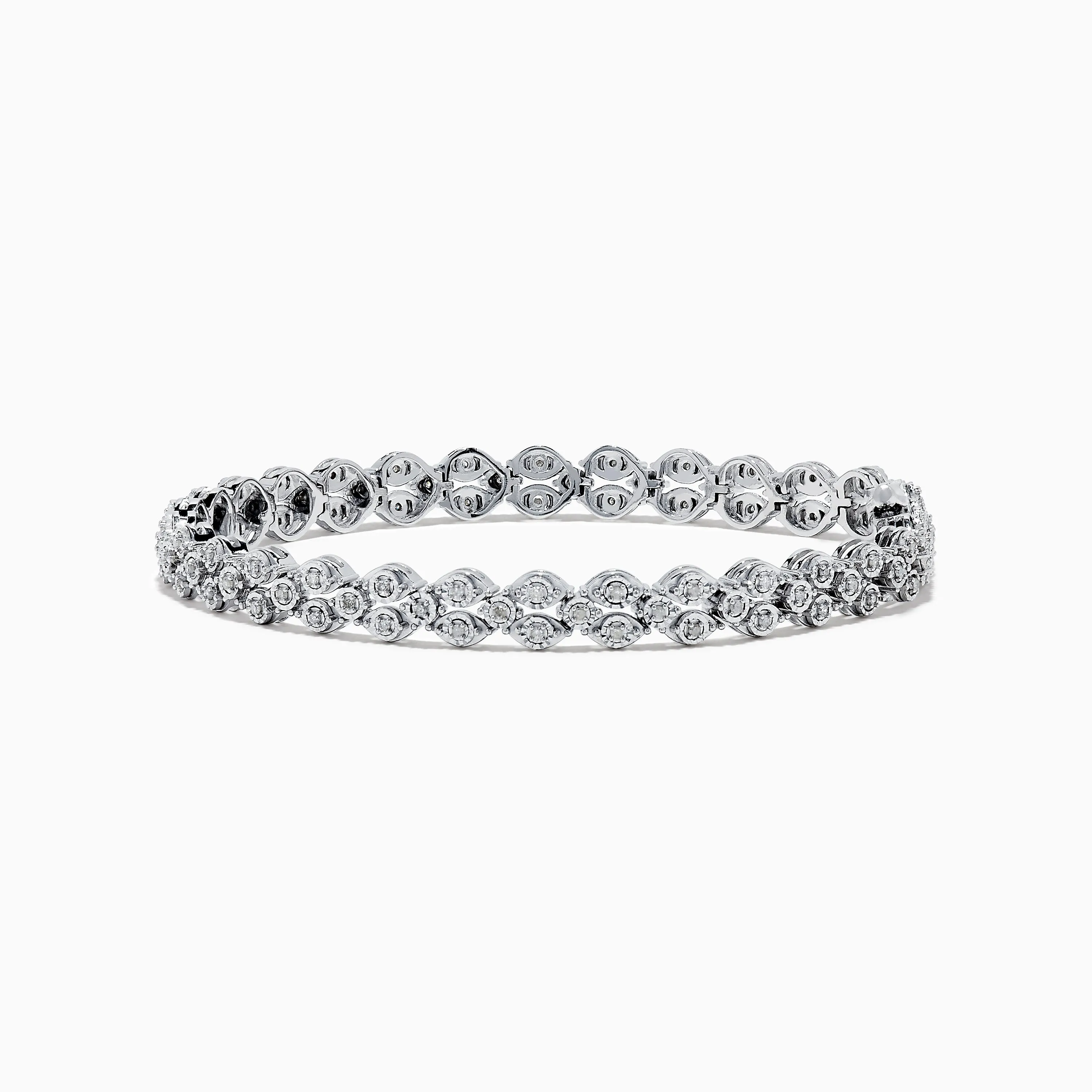 925 Sterling Silver Diamond Cluster Tennis Bracelet sold by Effy