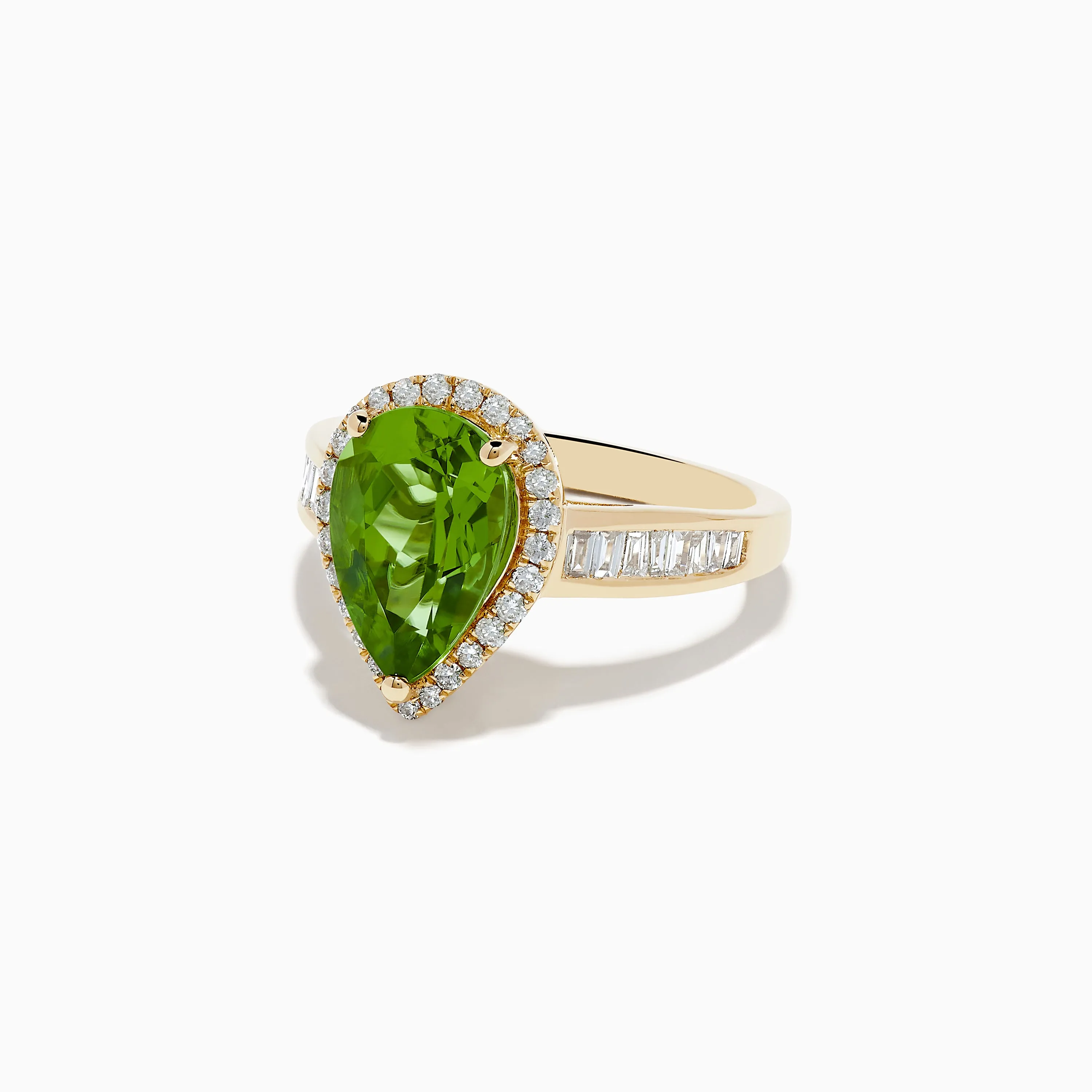 14K Yellow Gold Pear Shaped Peridot and Diamond Cocktail Ring sold by Effy product image thumbnail 2