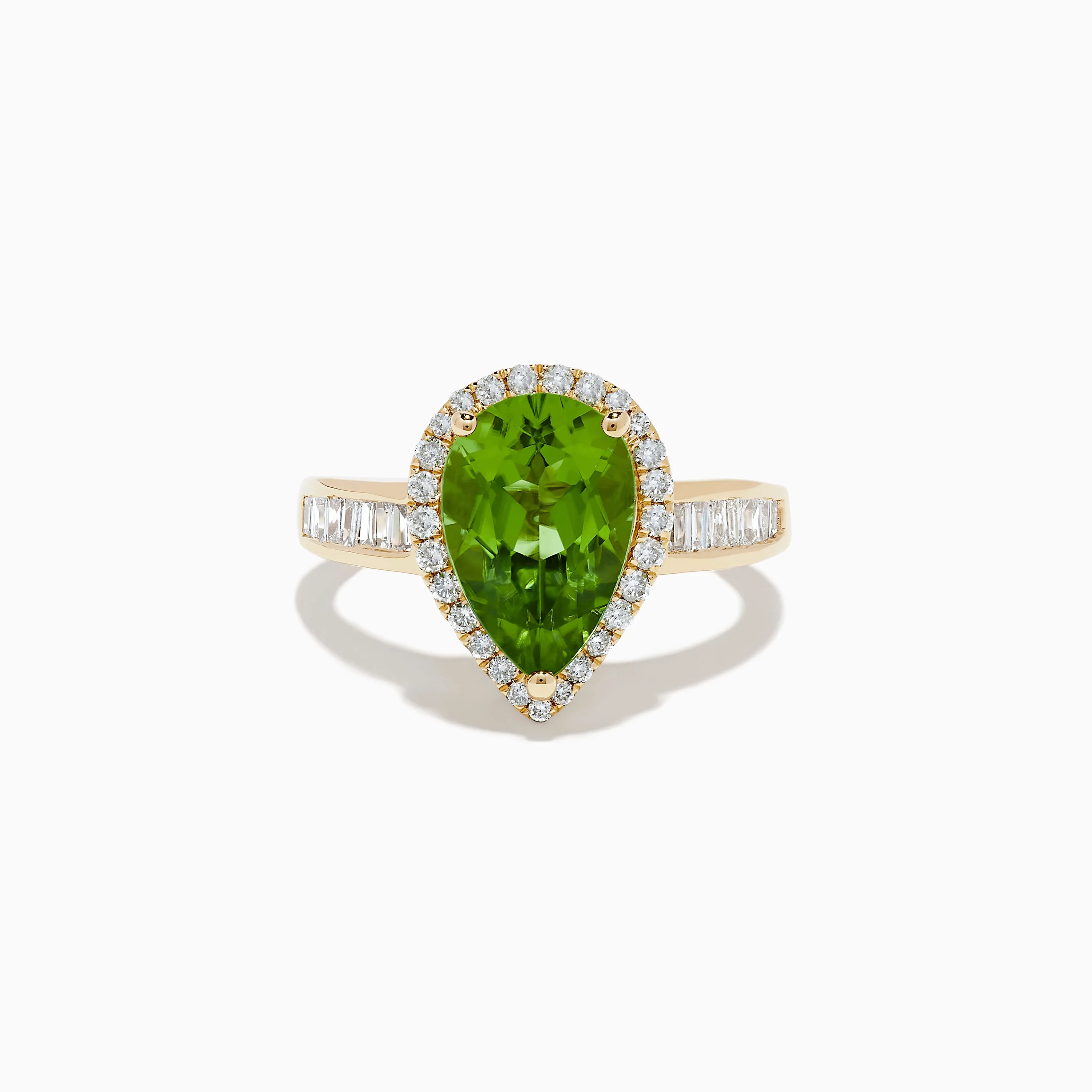 14K Yellow Gold Pear Shaped Peridot and Diamond Cocktail Ring sold by Effy