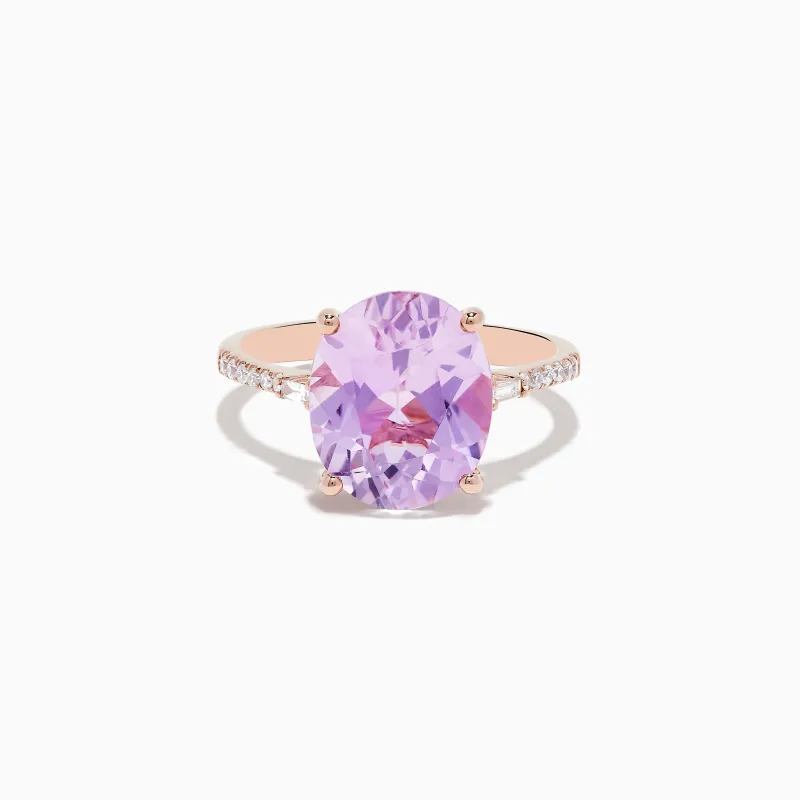 14K Rose Gold Kunzite and Diamond Ring sold by Effy