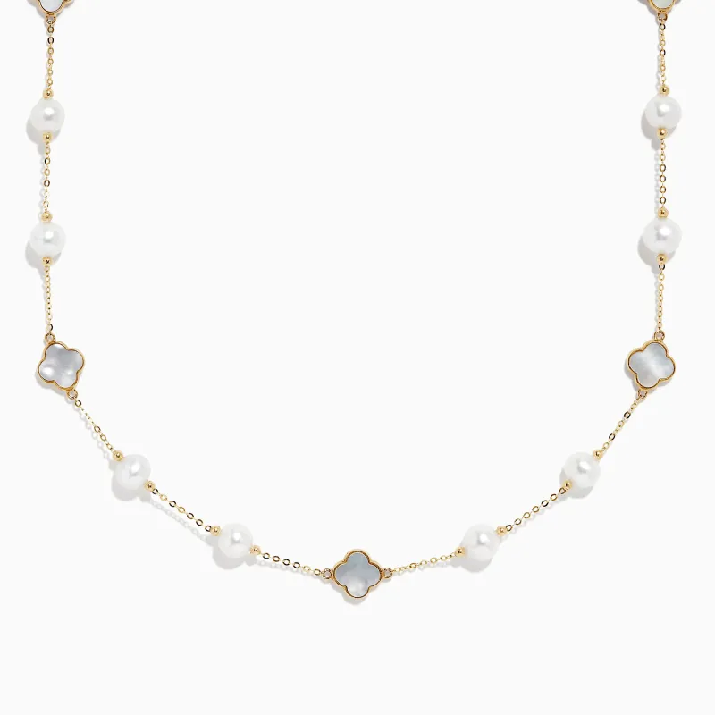 14K Yellow Gold Fresh Water Pearl and Mother of Pearl Necklace sold by Effy