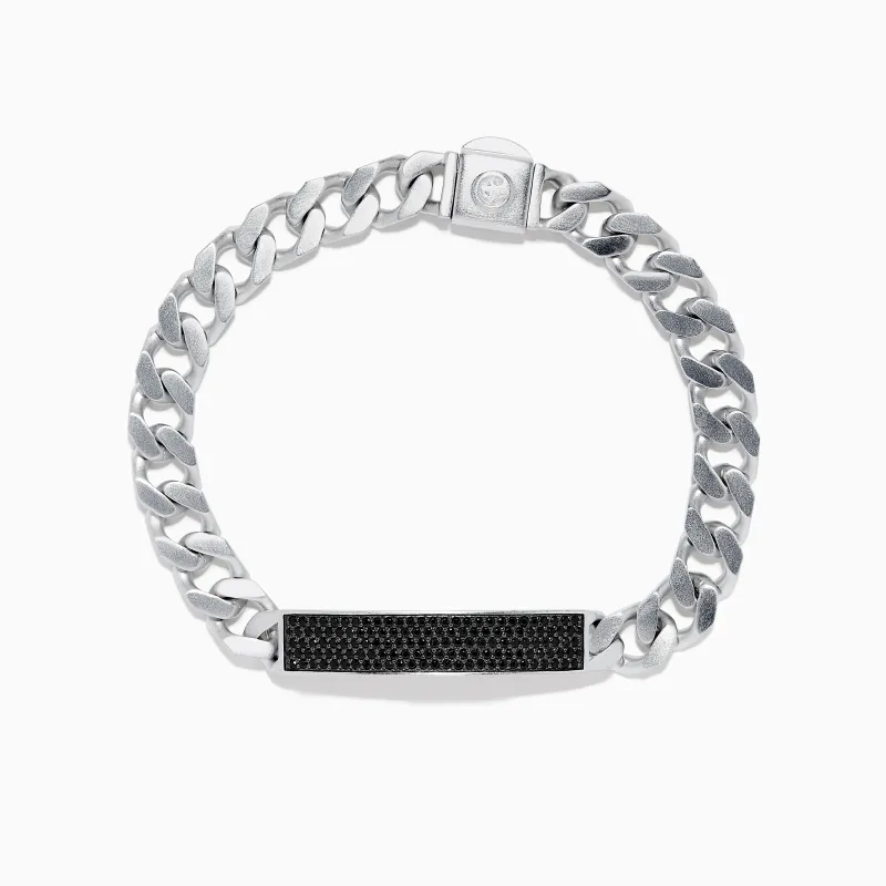 Men's 925 Sterling Silver Chain Link Black Spinel Bracelet 1.45 TCW sold by Effy
