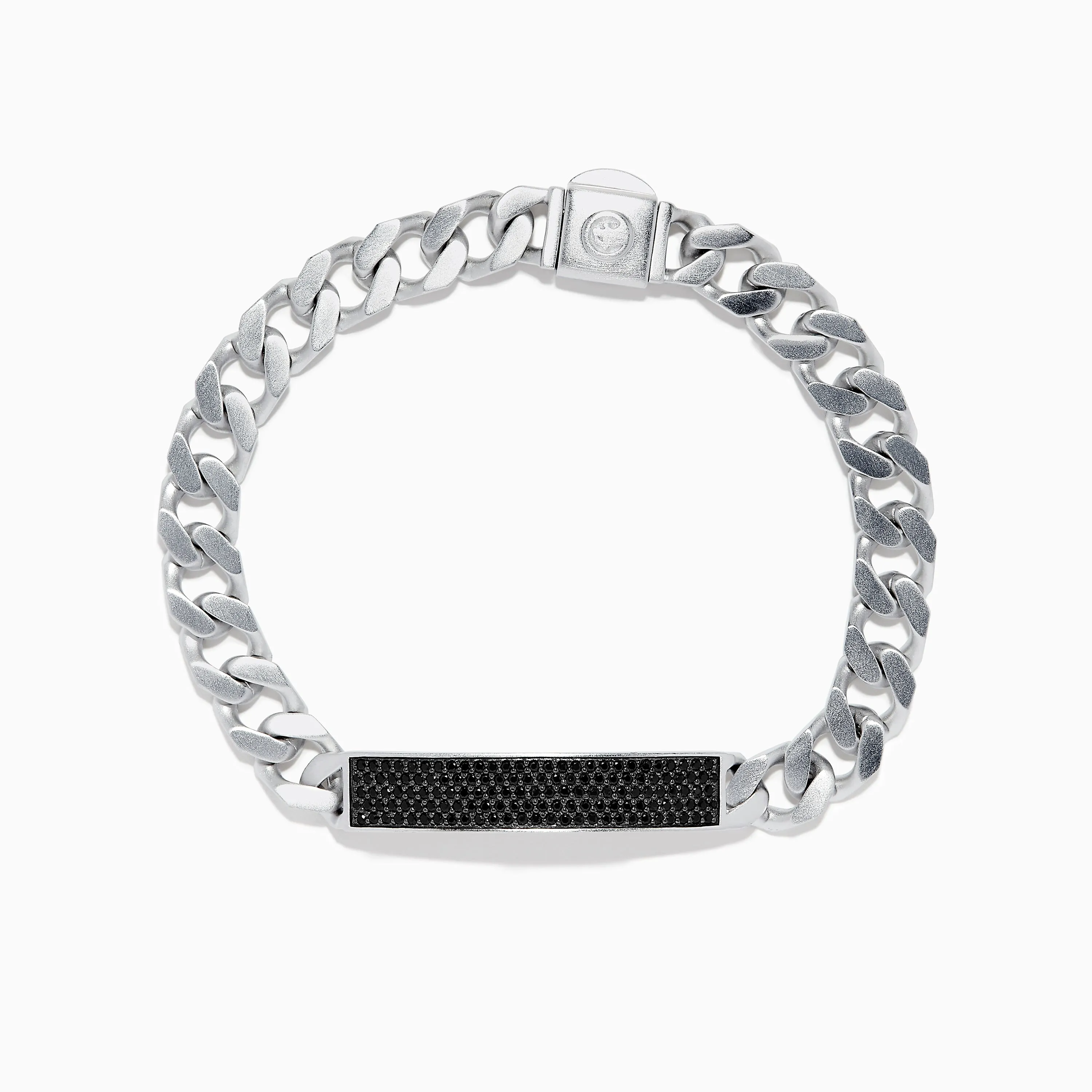 Men's 925 Sterling Silver Chain Link Black Spinel Bracelet 1.45 TCW sold by Effy