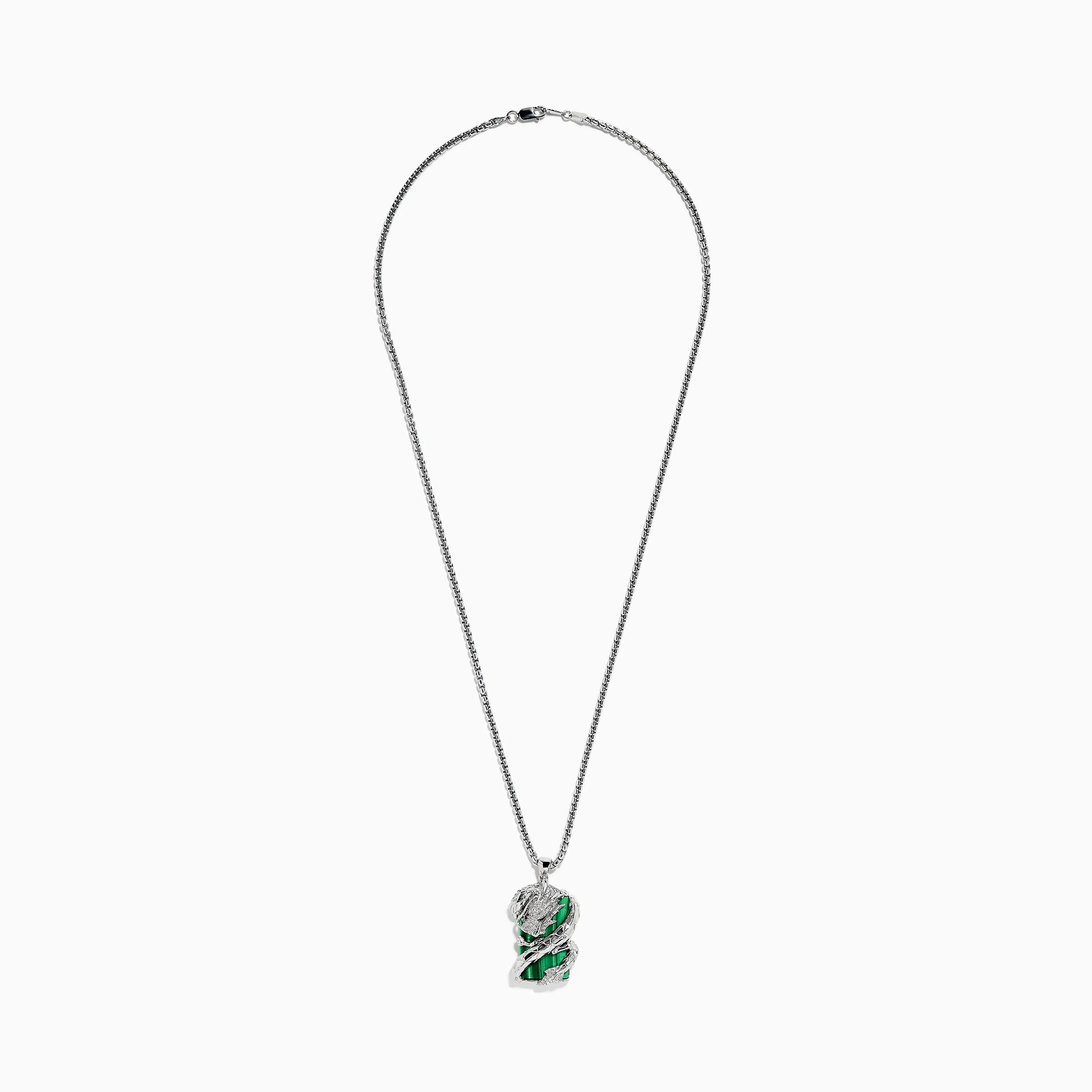 Men's 925 Sterling Silver Malachite and Diamond Dragon Pendant sold by Effy product image thumbnail 2