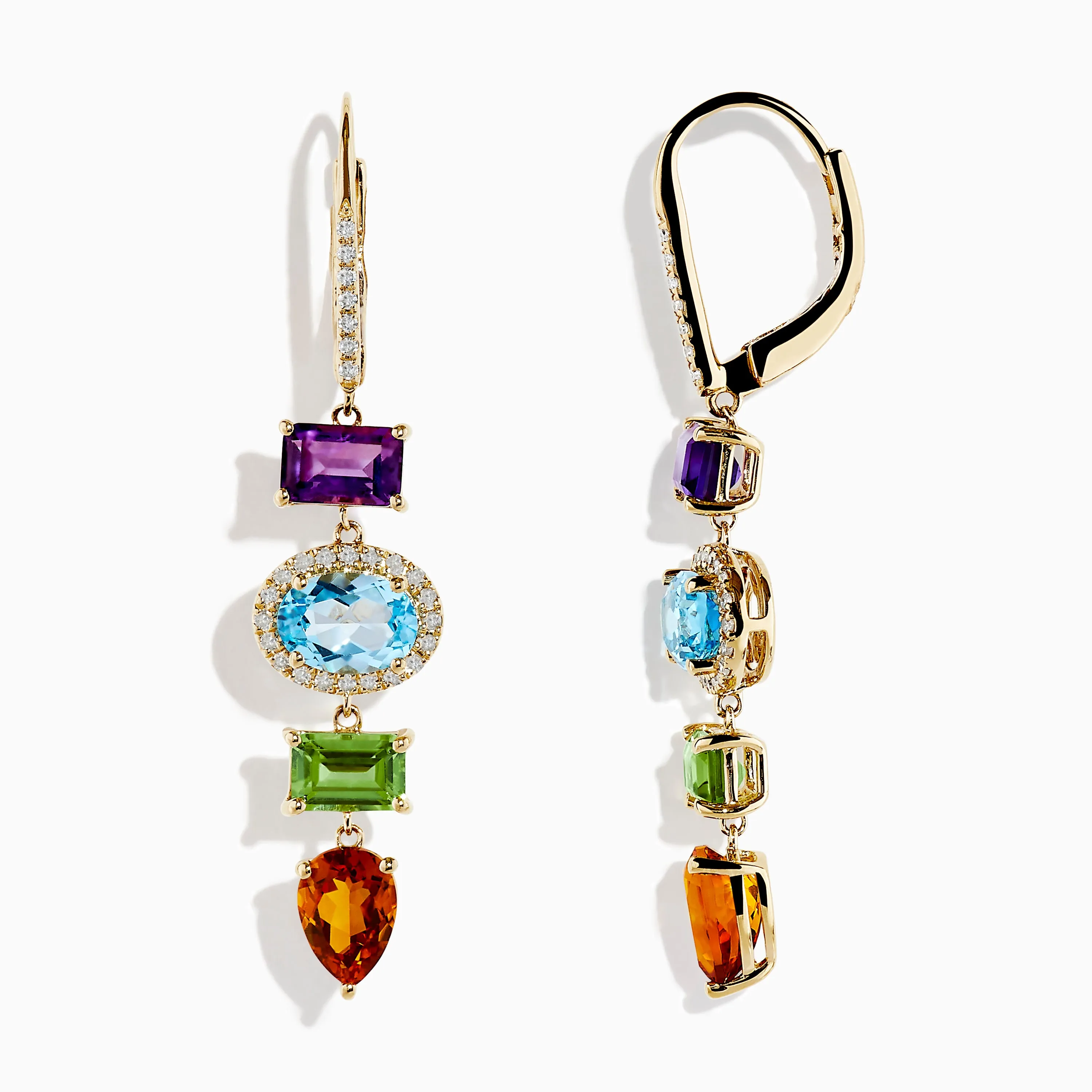 Mosaic 14K Yellow Gold Diamond and Multi Stone Drop Earrings sold by Effy product image thumbnail 2