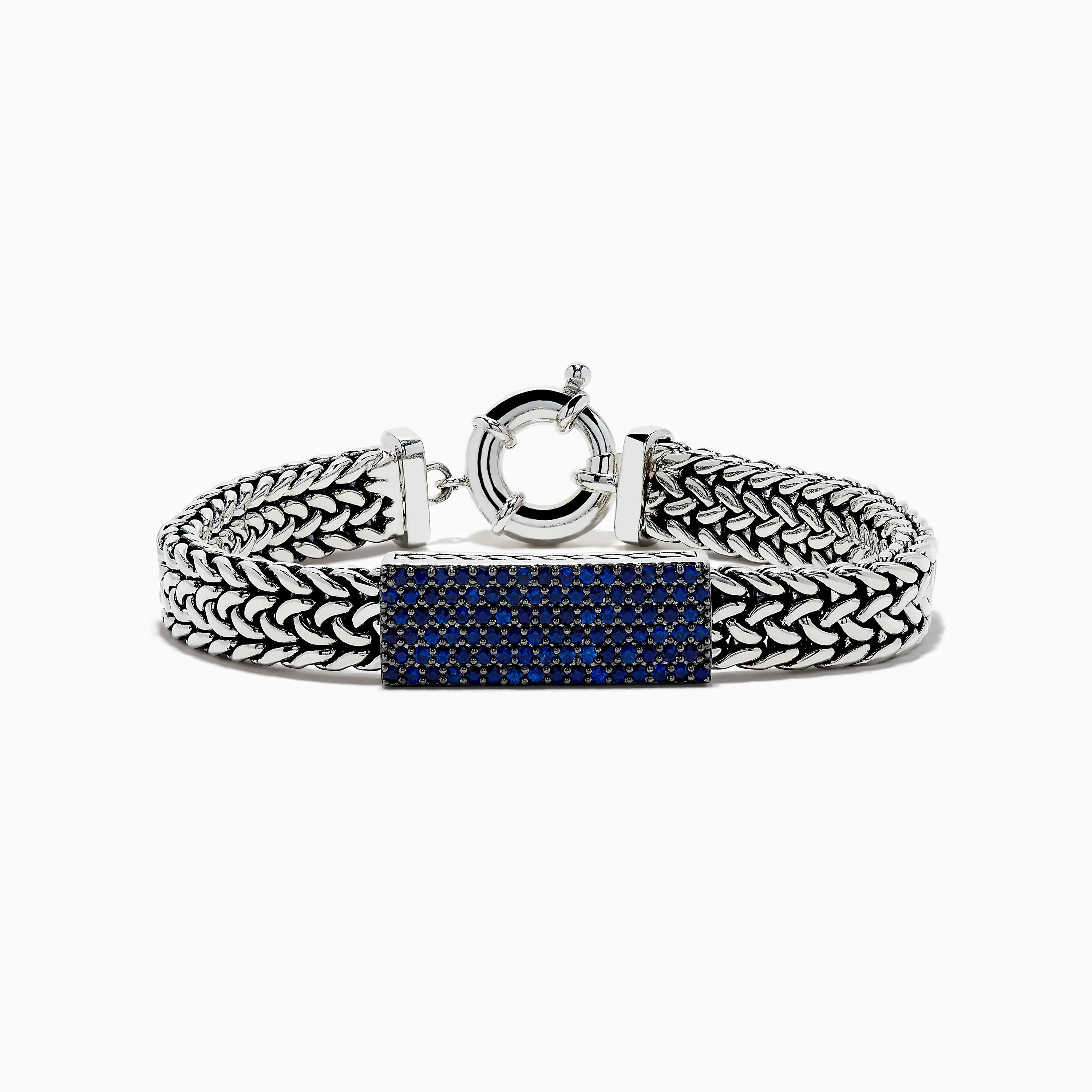Men's 925 Sterling Silver Braided Chain Blue Sapphire Bracelet 2.60 TCW sold by Effy