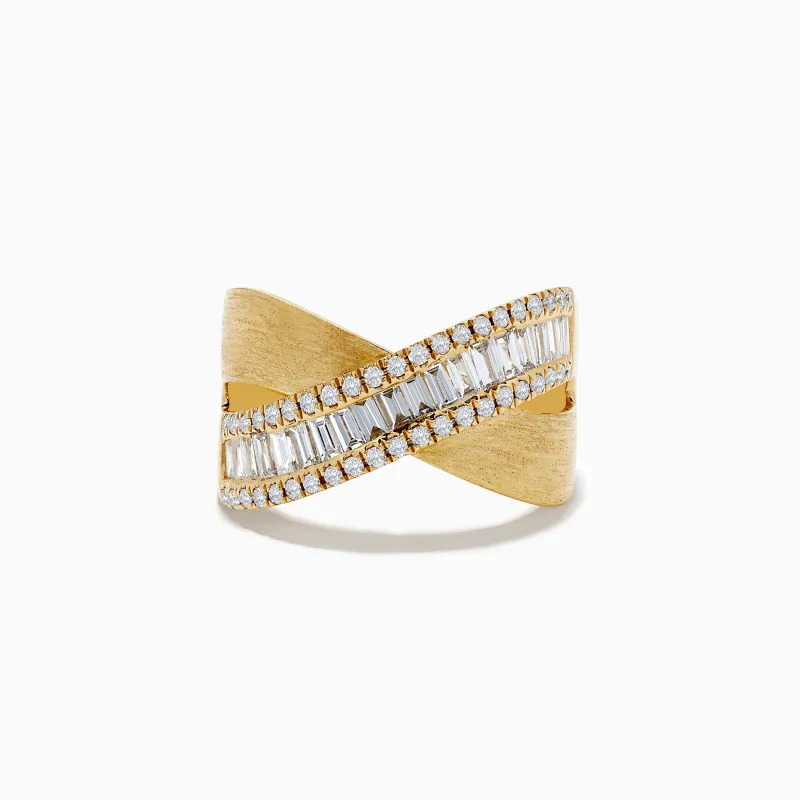 D'Oro 14K Brushed Yellow Gold Diamond Criss Cross Ring sold by Effy