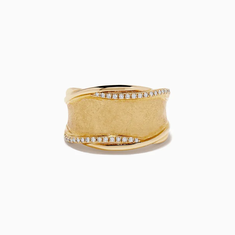 D'Oro 14K Brushed Yellow Gold Diamond Accented Ring sold by Effy