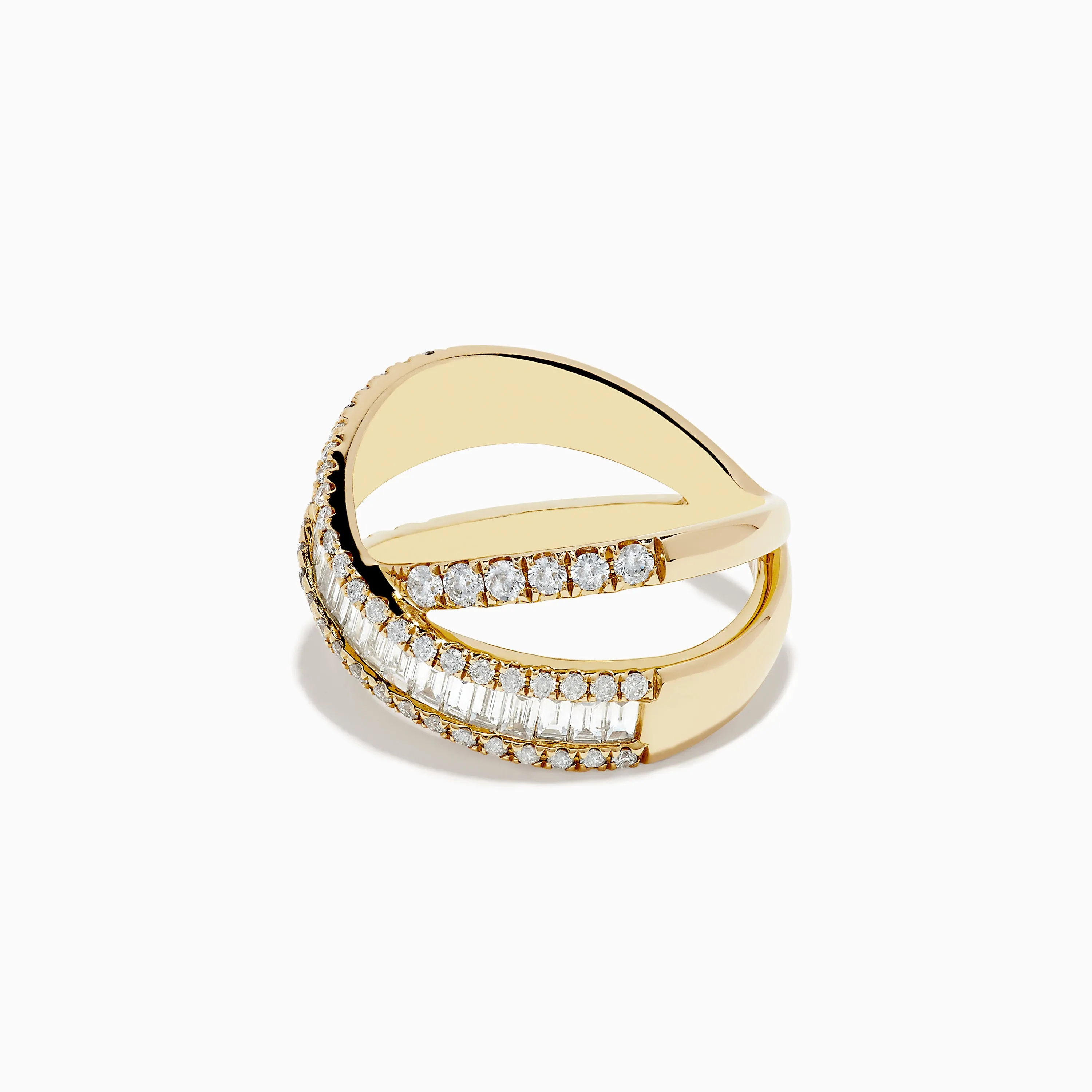 D'Oro 14K Yellow Gold Diamond Criss Cross Ring 1.14 TCW sold by Effy product image thumbnail 2
