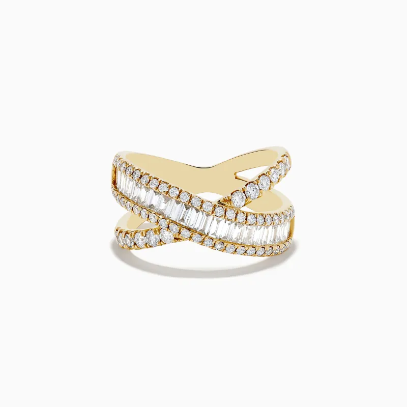 D'Oro 14K Yellow Gold Diamond Criss Cross Ring 1.14 TCW sold by Effy