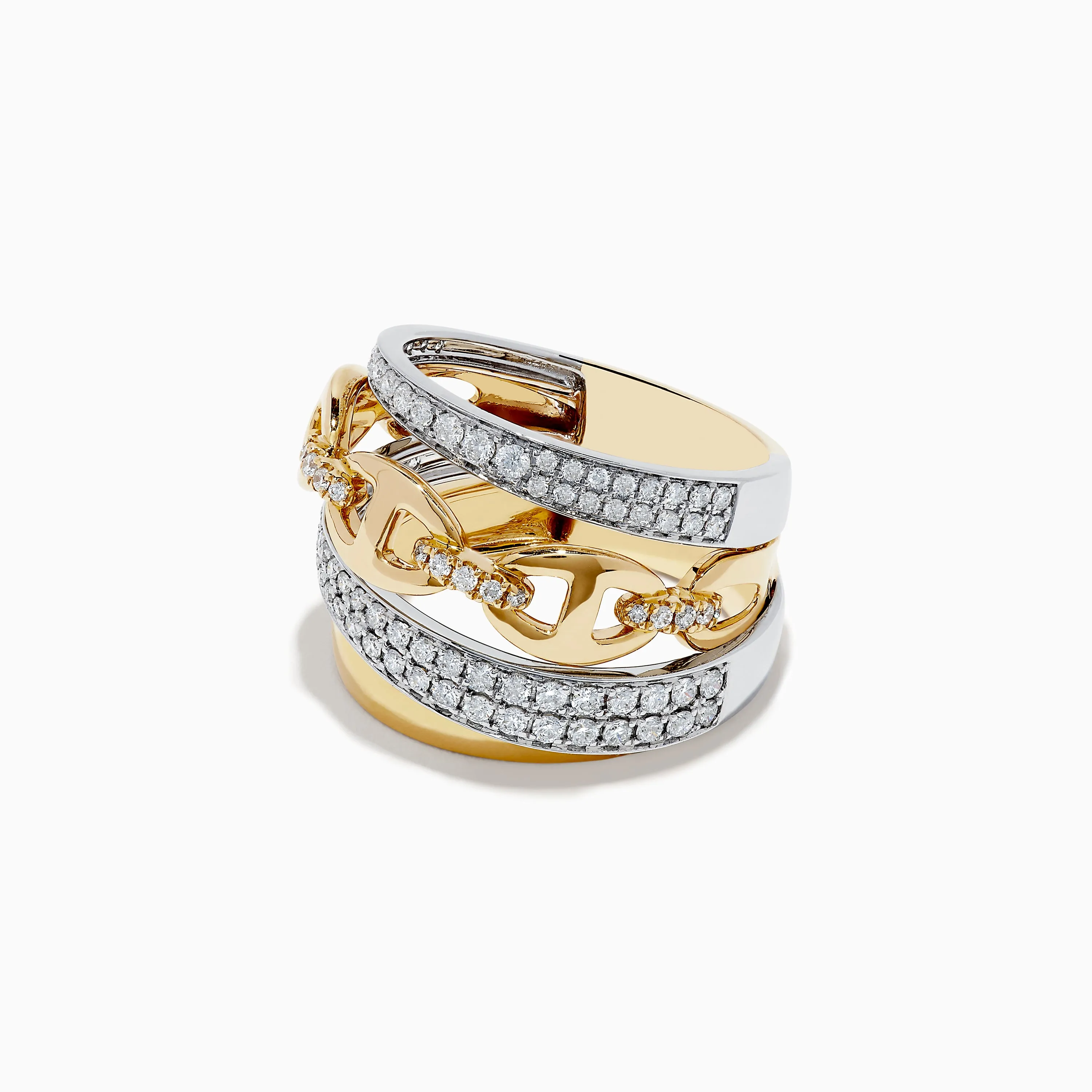 Duo 14K 2-Tone Gold Anchor Chain Diamond Ring sold by Effy product image thumbnail 2