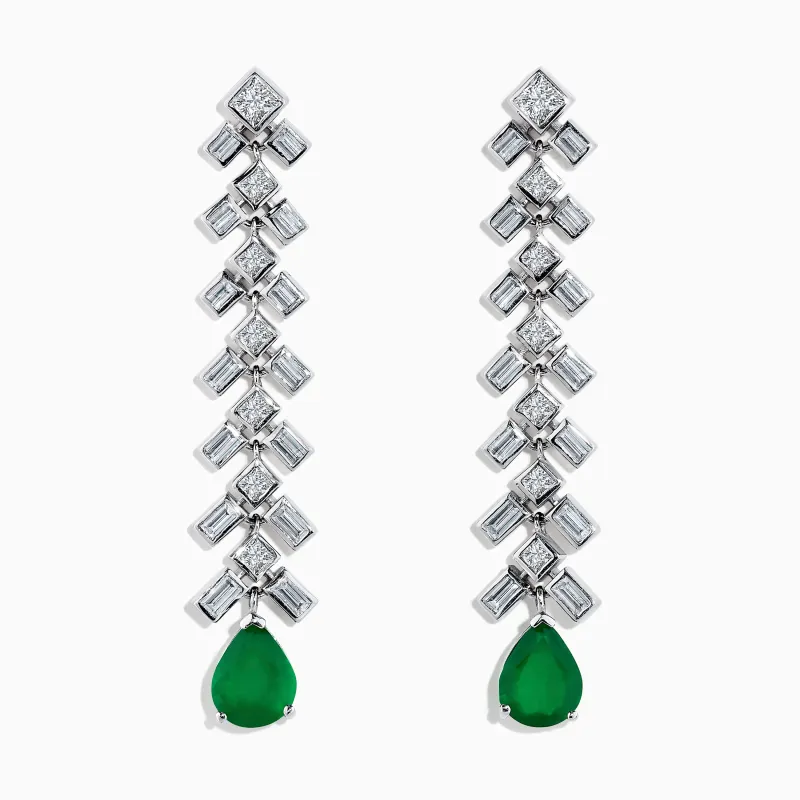 Brasilica 14K White Gold Emerald and Diamond Drop Earrings sold by Effy