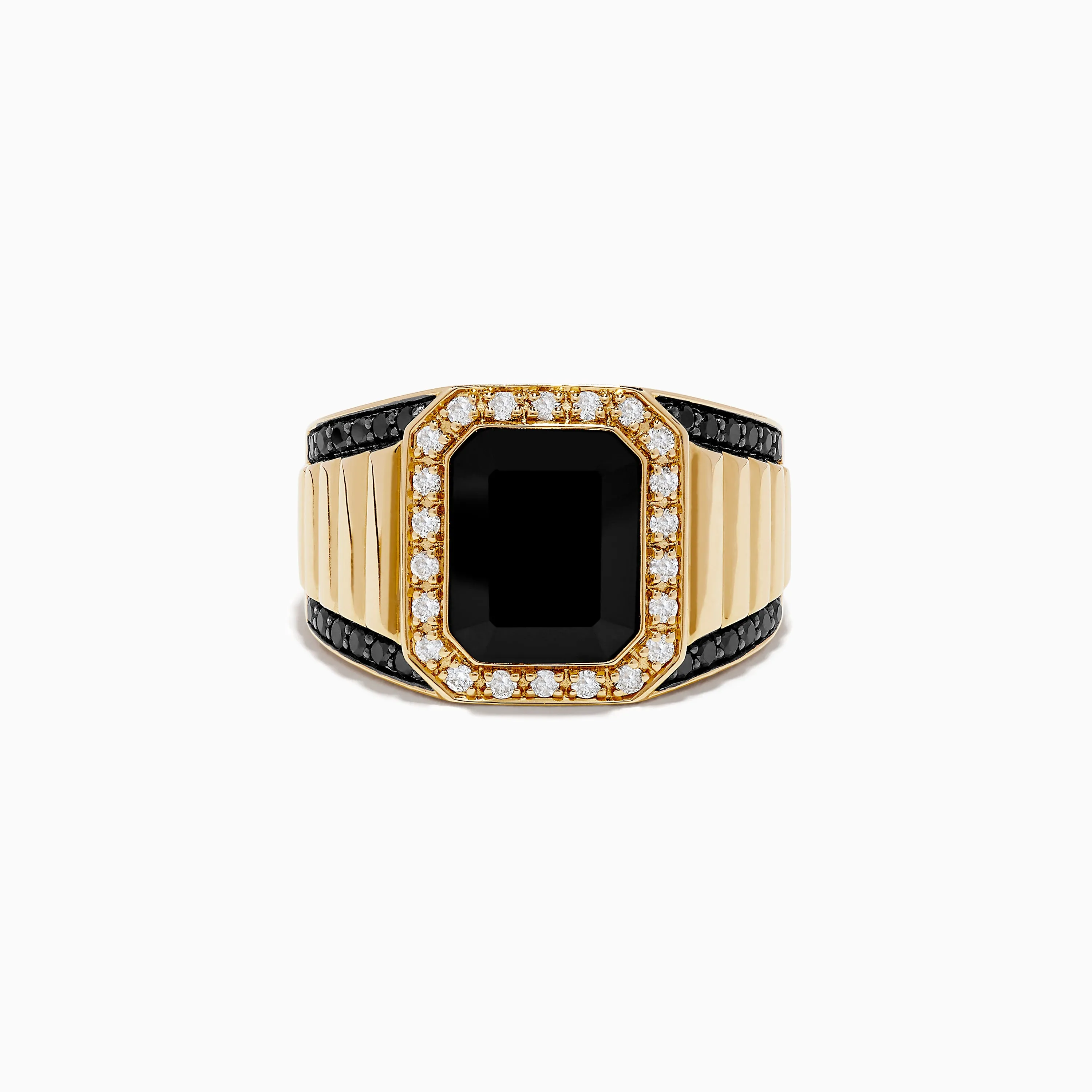 Men's 14K Yellow Gold Onyx and Diamond Ring sold by Effy