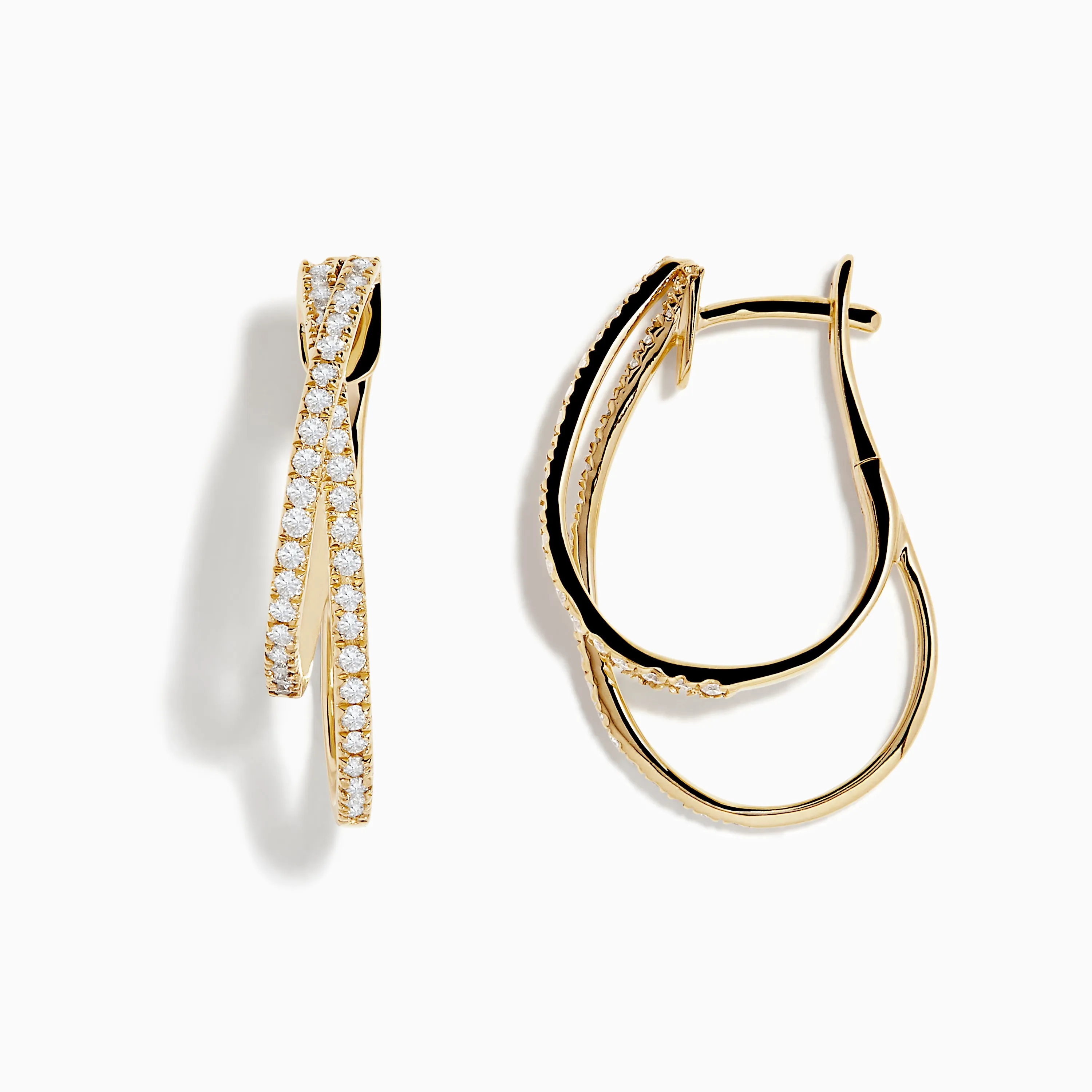 D'oro 14K Yellow Gold Diamond Crossover Hoop Earrings sold by Effy product image thumbnail 2