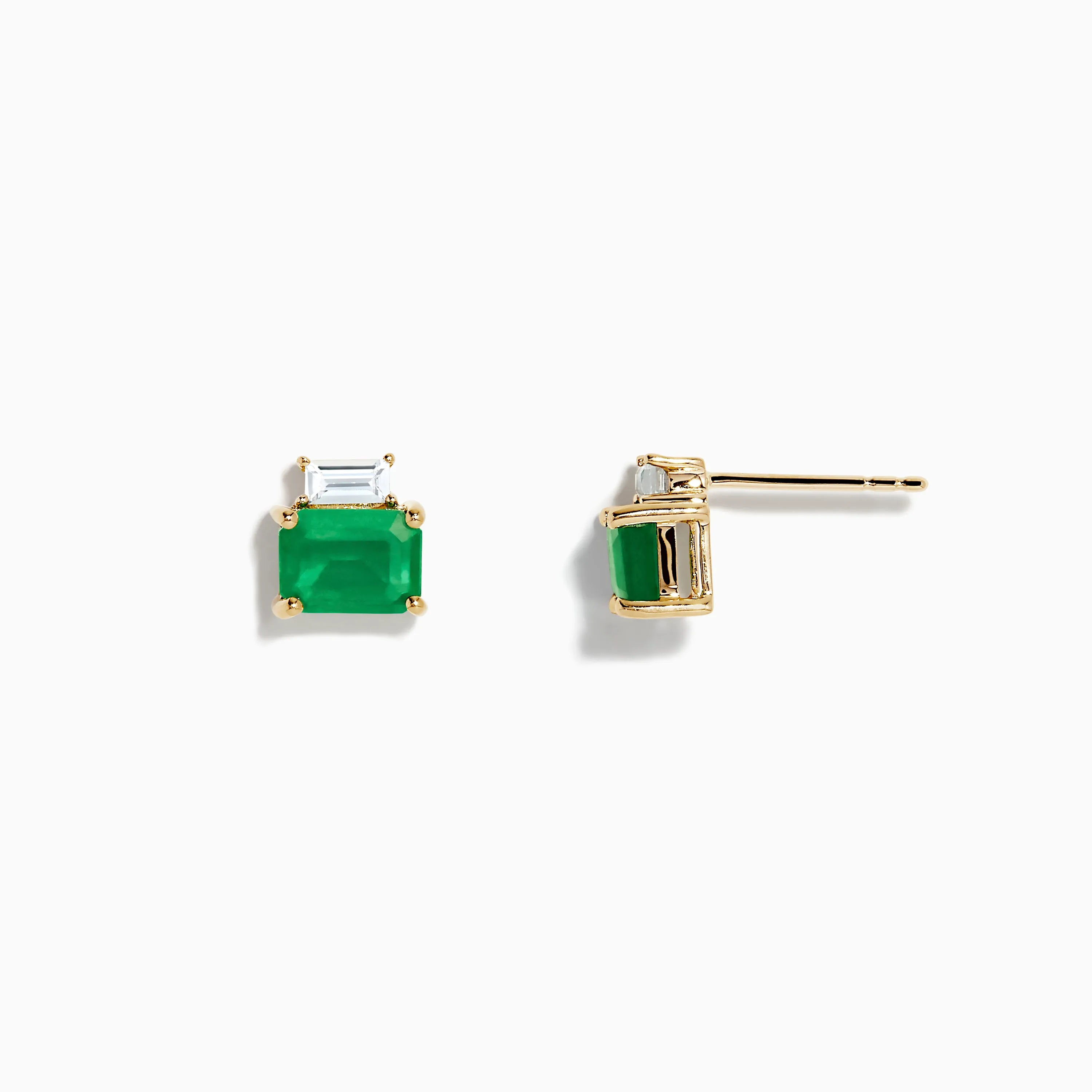 Brasilica 14K Yellow Gold Emerald and White Sapphire Stud Earrings sold by Effy product image thumbnail 2
