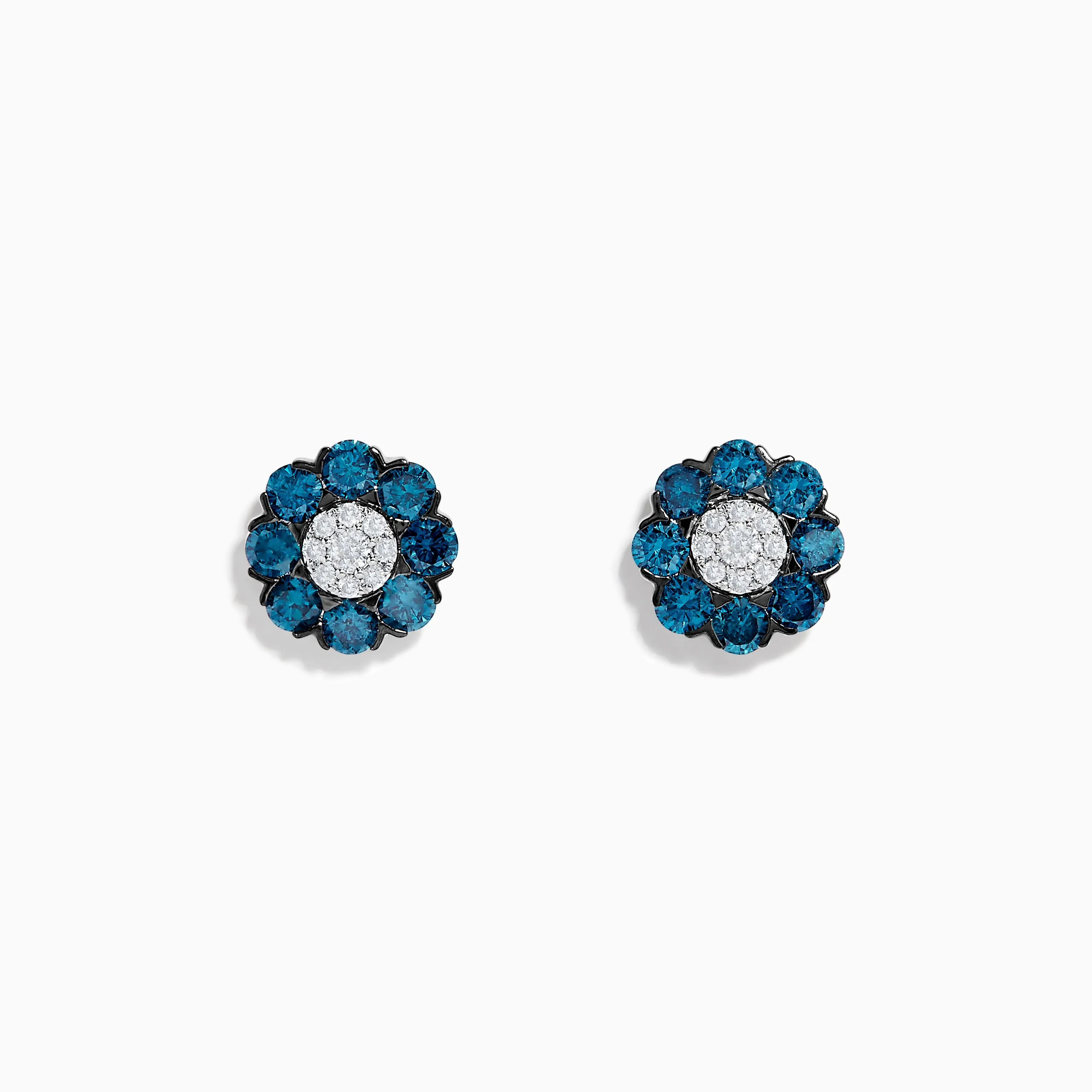 Bella Bleu 14K White Gold Blue and White Diamond Flower Stud Earrings sold by Effy