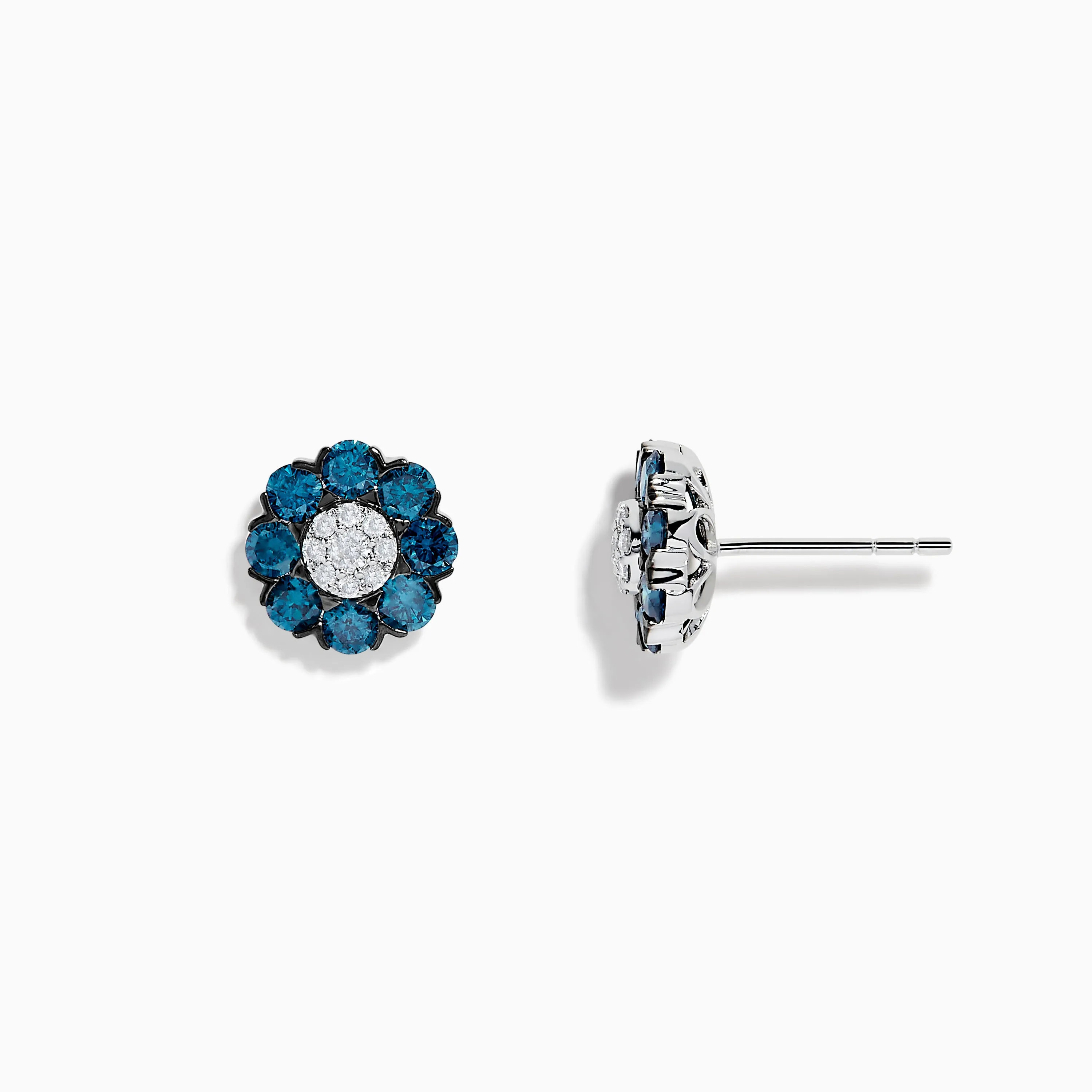 Bella Bleu 14K White Gold Blue and White Diamond Flower Stud Earrings sold by Effy product image thumbnail 2