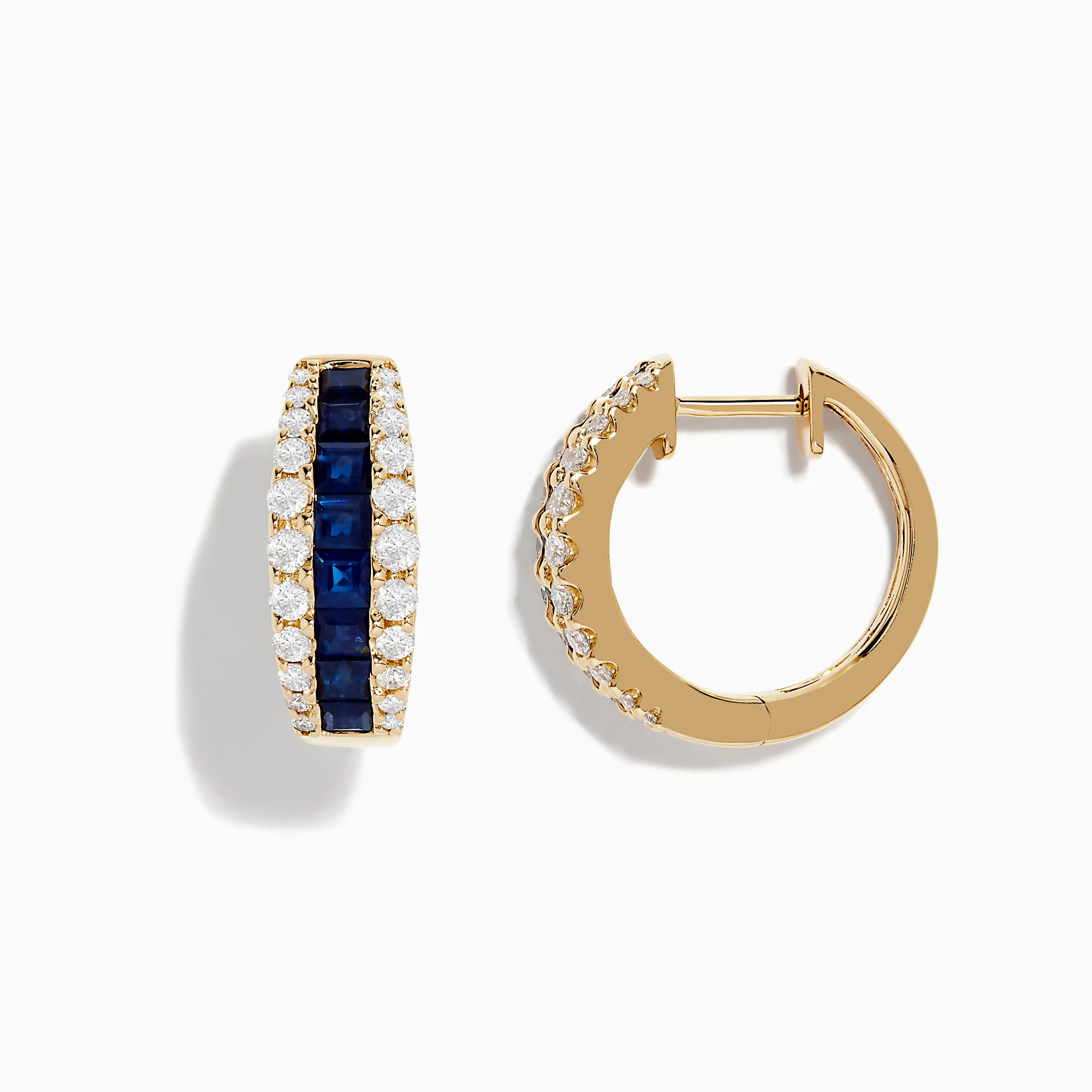 Royale Bleu 14K Yellow Gold Blue Sapphire and Diamond Hoop Earrings sold by Effy product image thumbnail 2