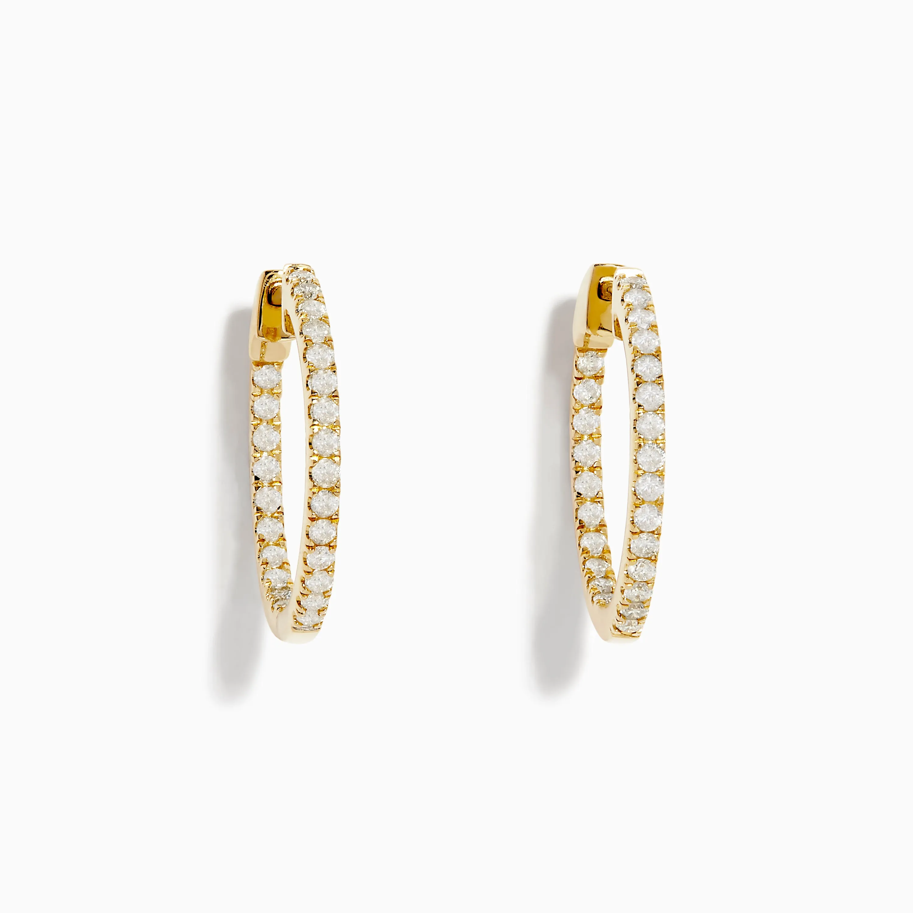 14K Yellow Gold 3/4" Diamond Hoop Earrings 0.74 TCW sold by Effy product image thumbnail 2