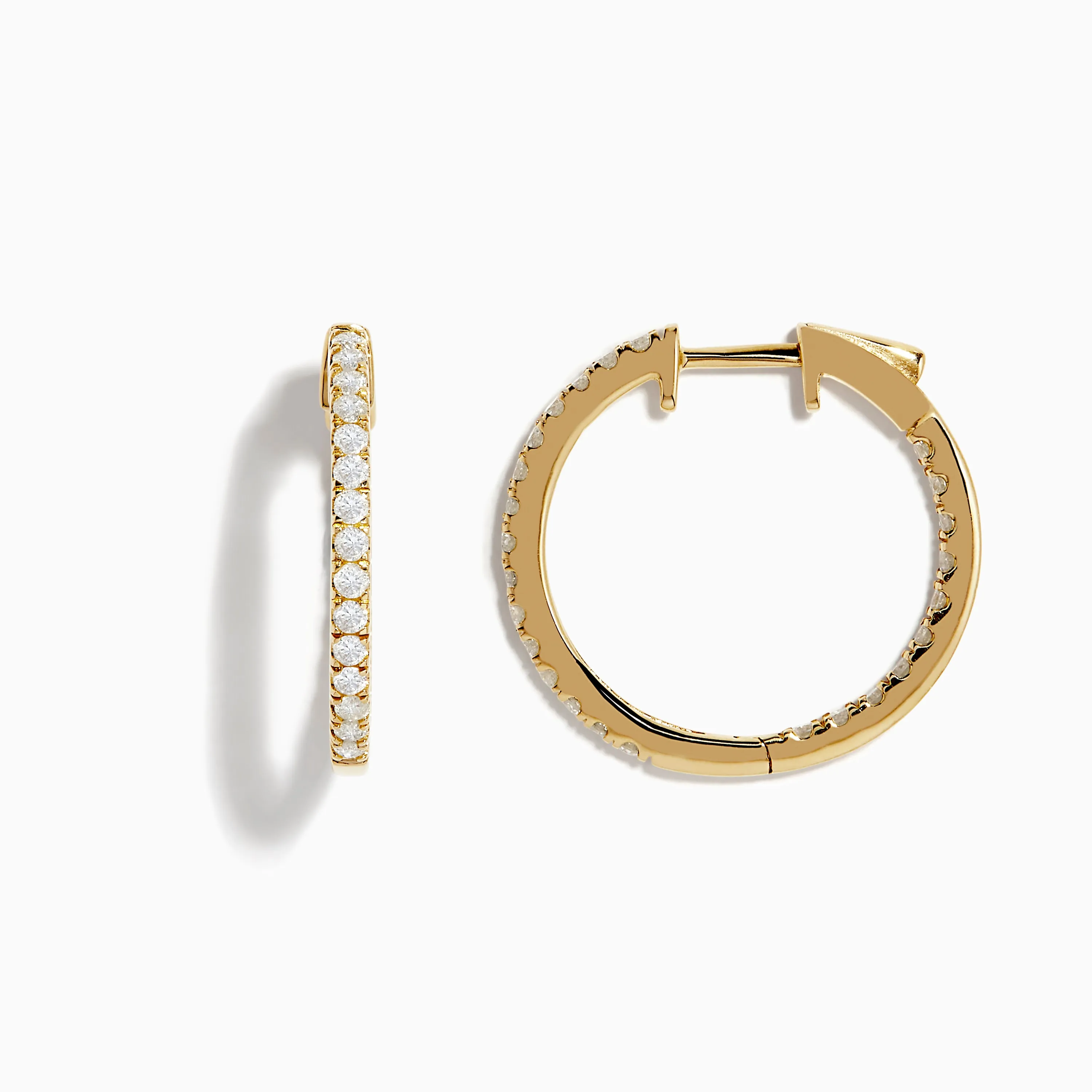14K Yellow Gold 3/4" Diamond Hoop Earrings 0.74 TCW sold by Effy