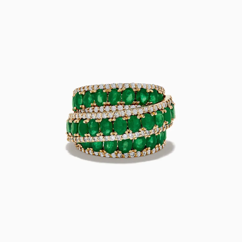 Limited Edition 14K Yellow Gold Emerald and Diamond Cocktail Ring 7.14 TCW sold by Effy