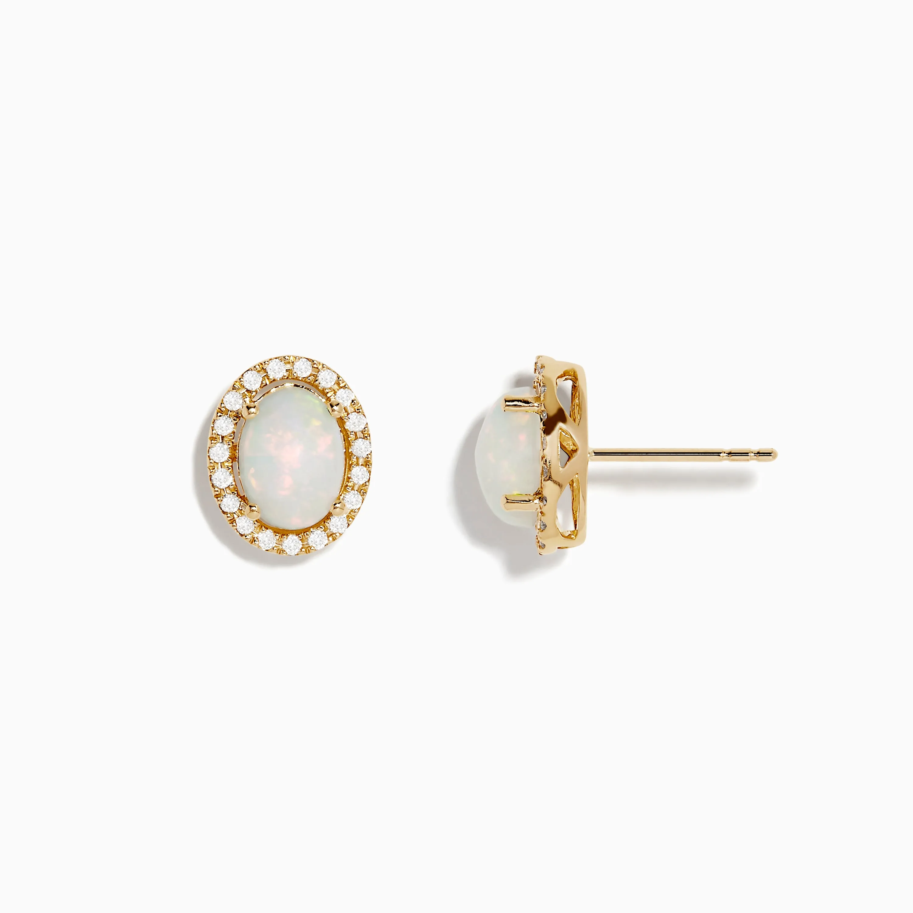 Aurora 14K Yellow Gold Opal and Diamond Stud Earrings sold by Effy product image thumbnail 2
