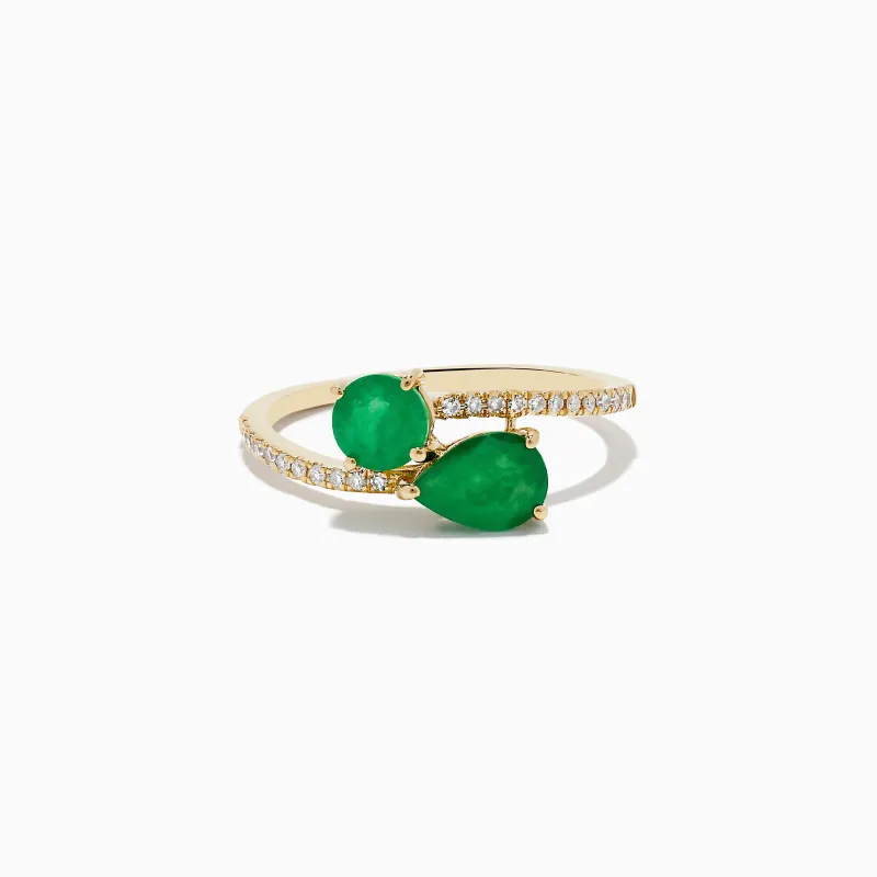 Brasilica 14K Yellow Gold Emerald and Diamond Bypass Ring sold by Effy