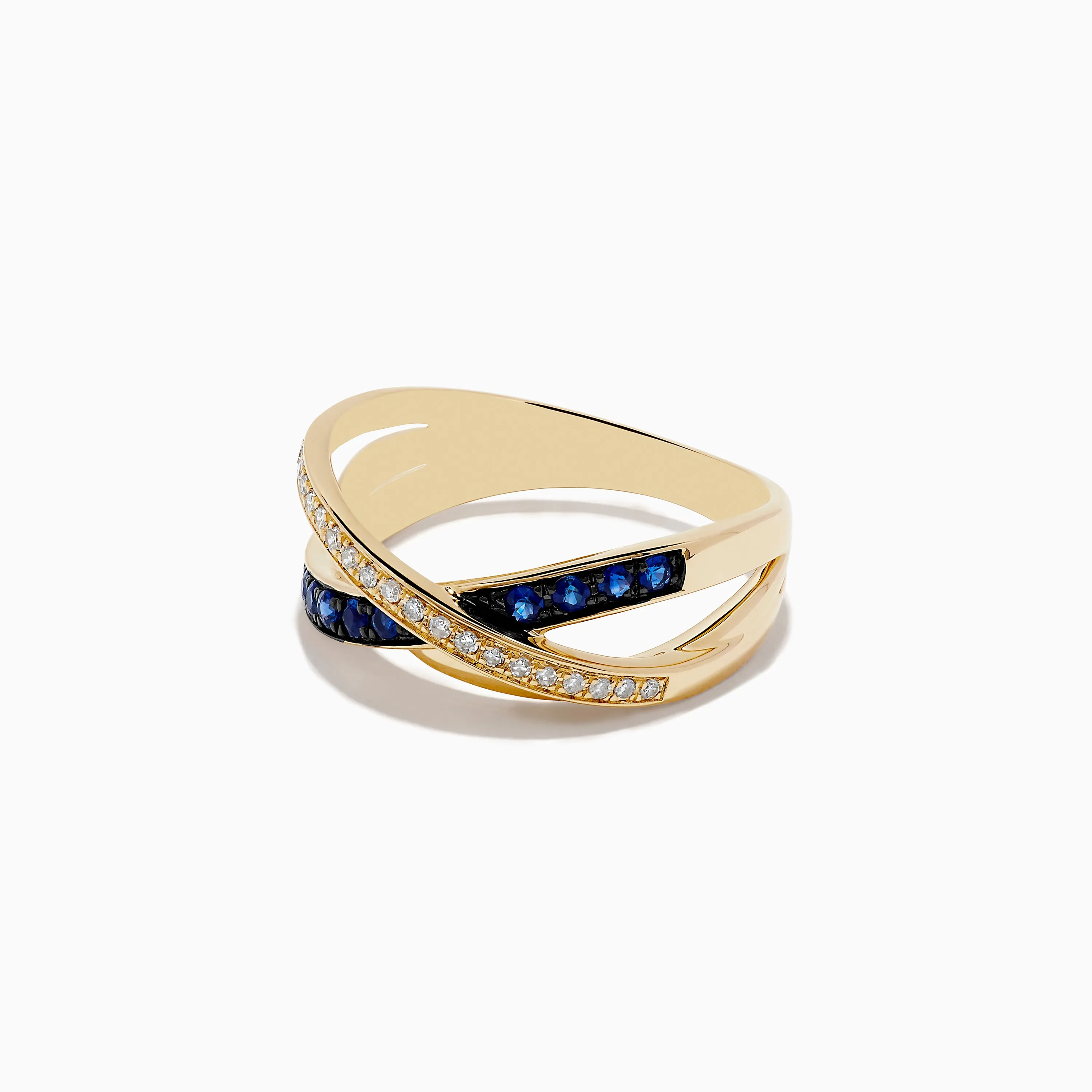 Royale Bleu 14K Yellow Gold Blue Sapphire and Diamond Crossover Ring sold by Effy product image thumbnail 2