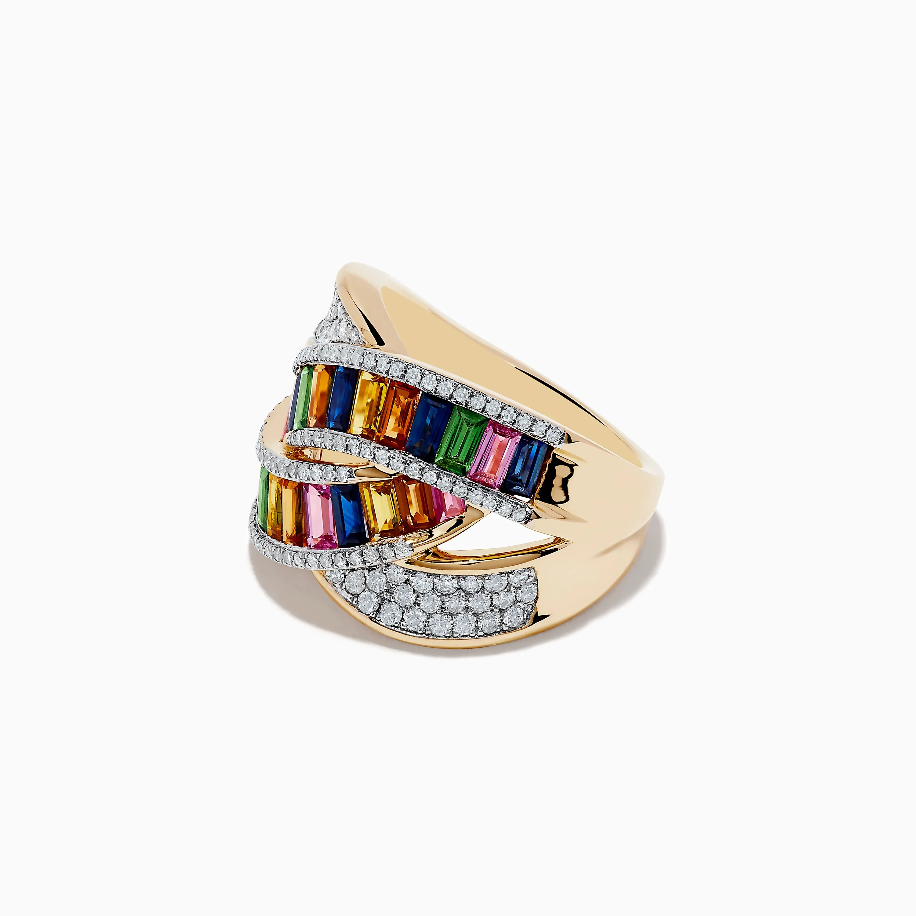 Limited Edition 14K Yellow Gold Sapphire & Diamond Interlocking Ring sold by Effy product image thumbnail 2