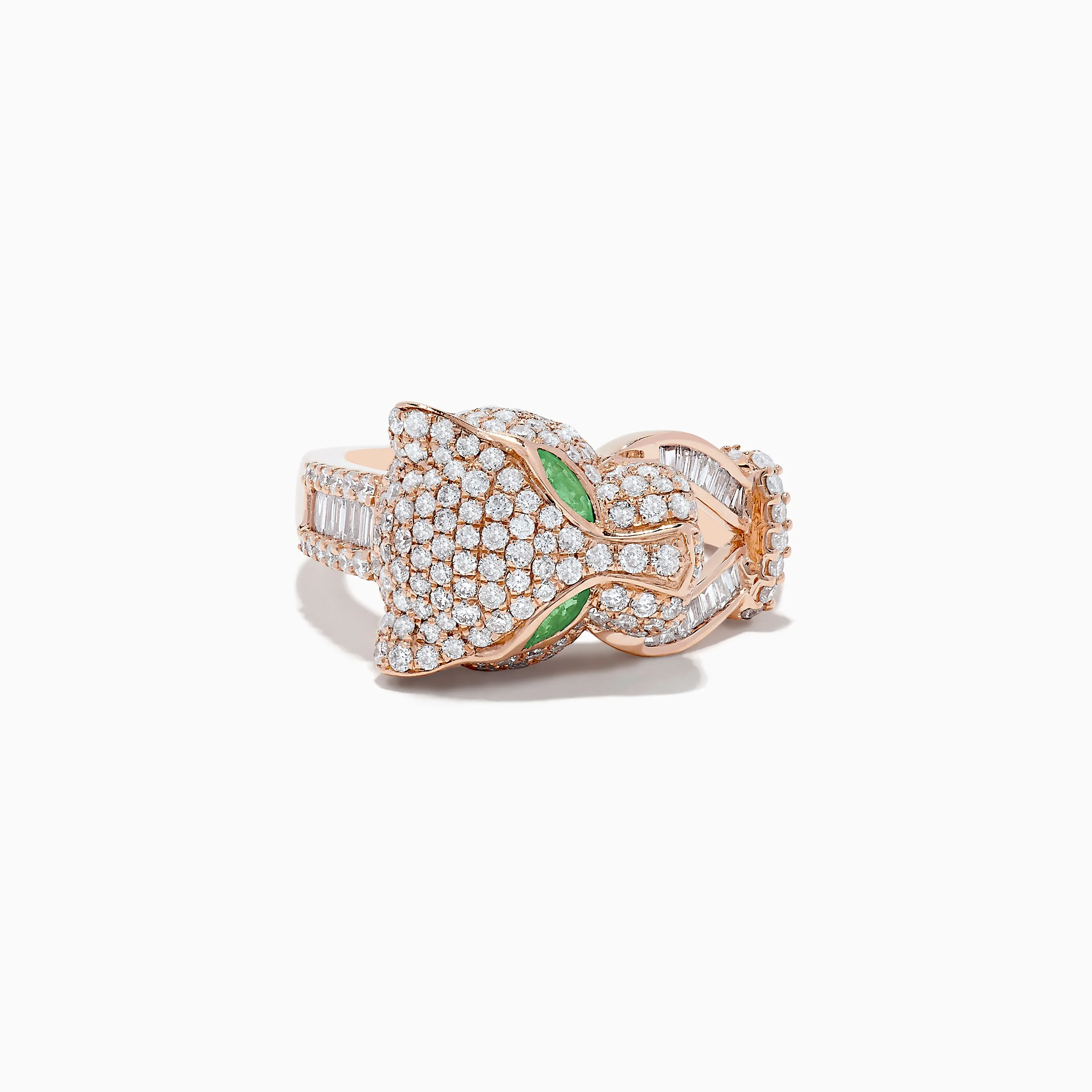 Signature 14K Rose Gold Emerald and Diamond Panther Ring sold by Effy product image thumbnail 4