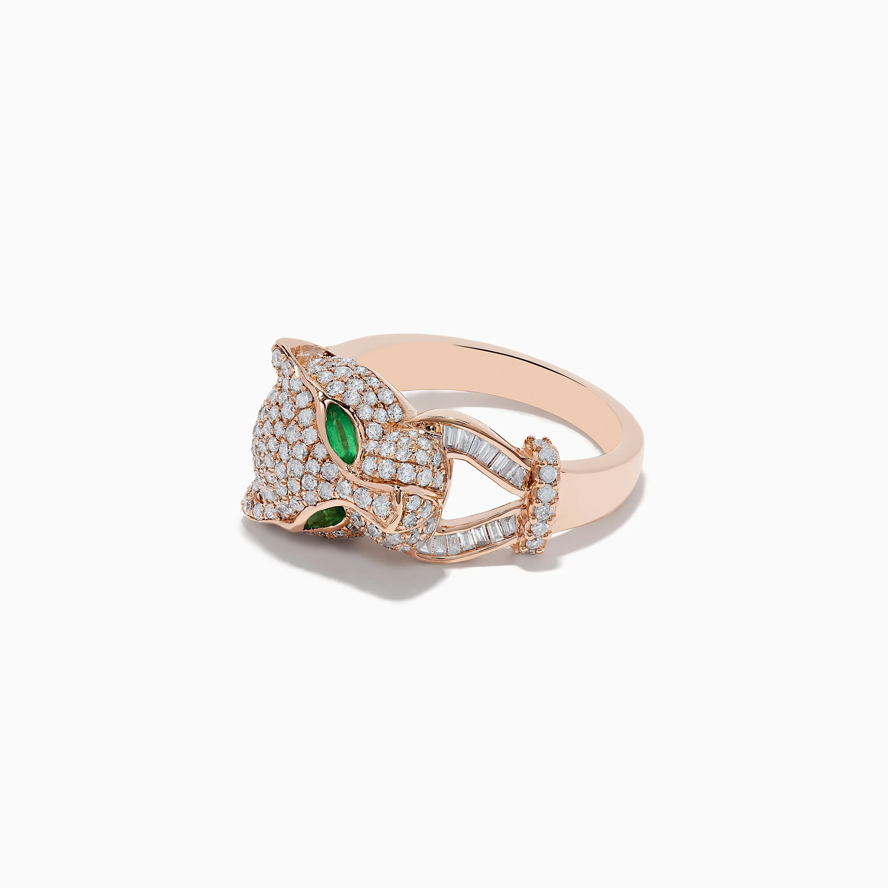 Signature 14K Rose Gold Emerald and Diamond Panther Ring sold by Effy product image thumbnail 3