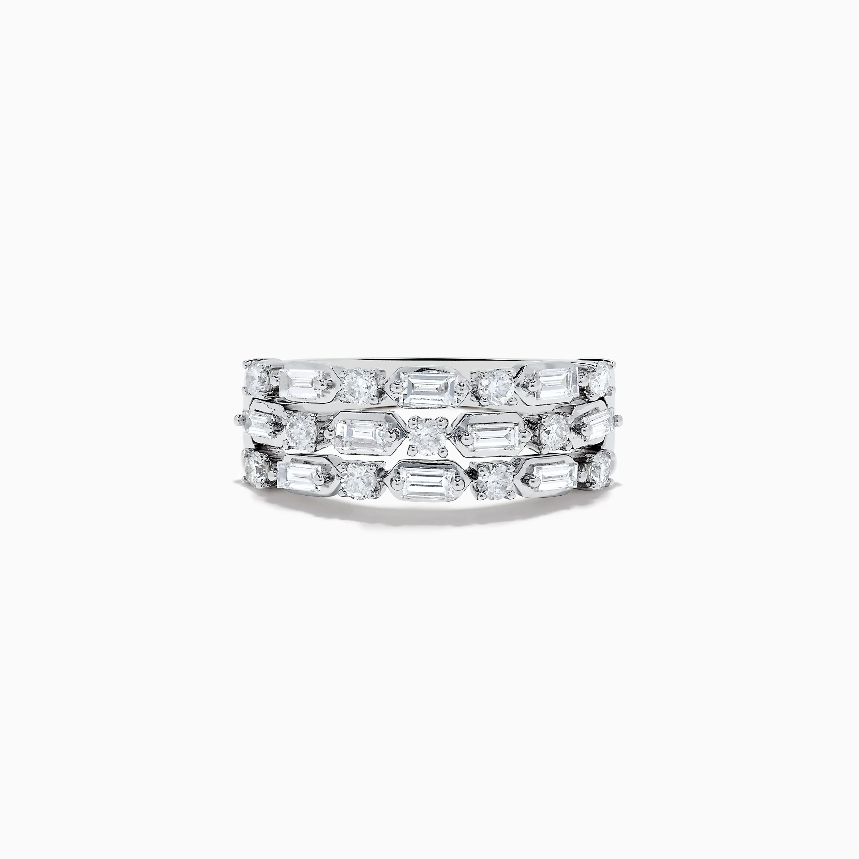 Classique 14K White Gold Multi Shape 3 Row Diamond Band sold by Effy