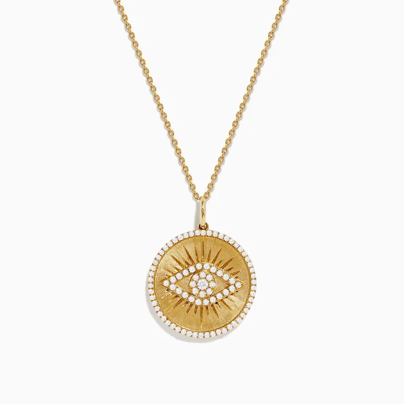 14K Yellow Gold Diamond Evil Eye Pendant sold by Effy