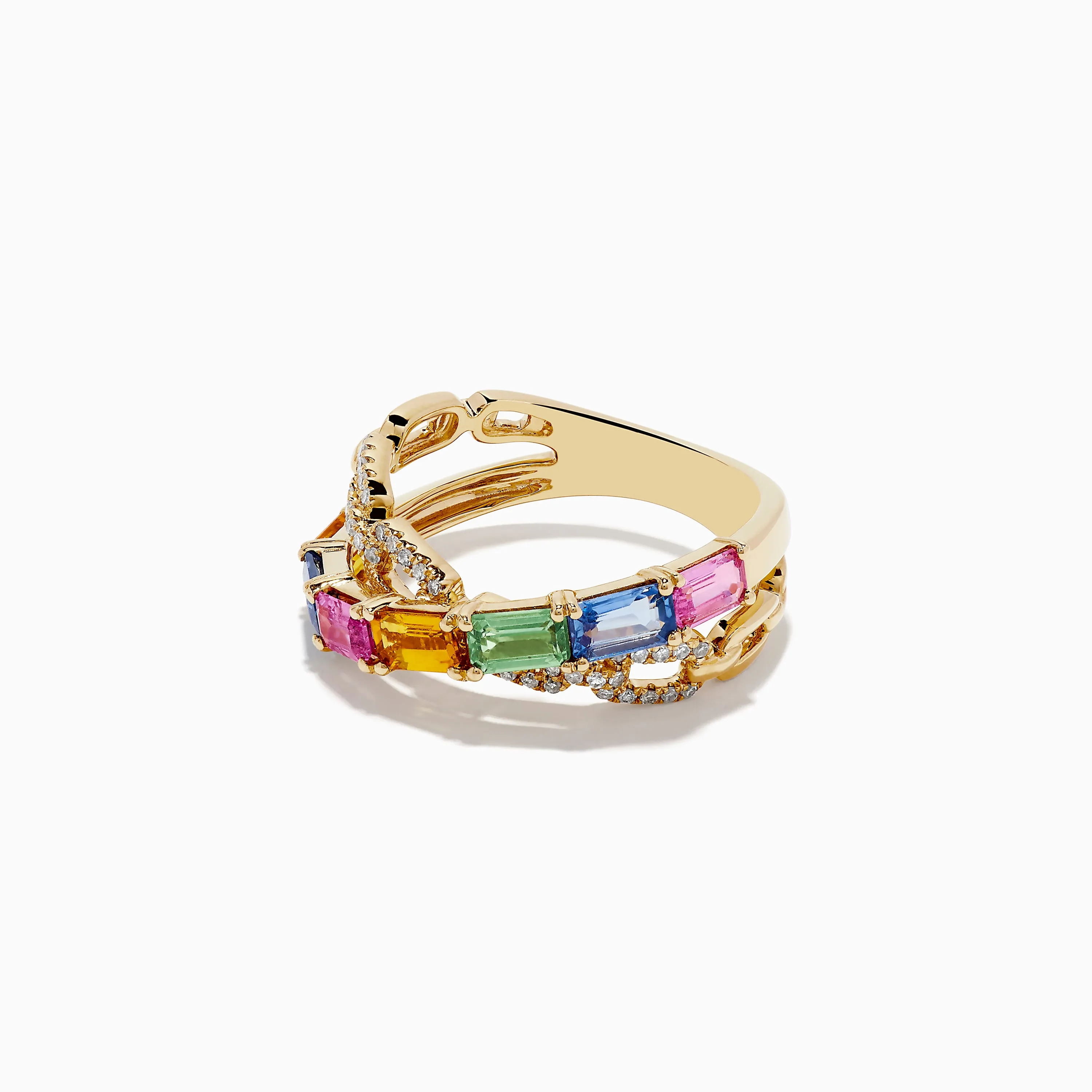 Watercolors 14K Yellow Gold Multi Sapphire and Diamond Crossover Ring sold by Effy product image thumbnail 2