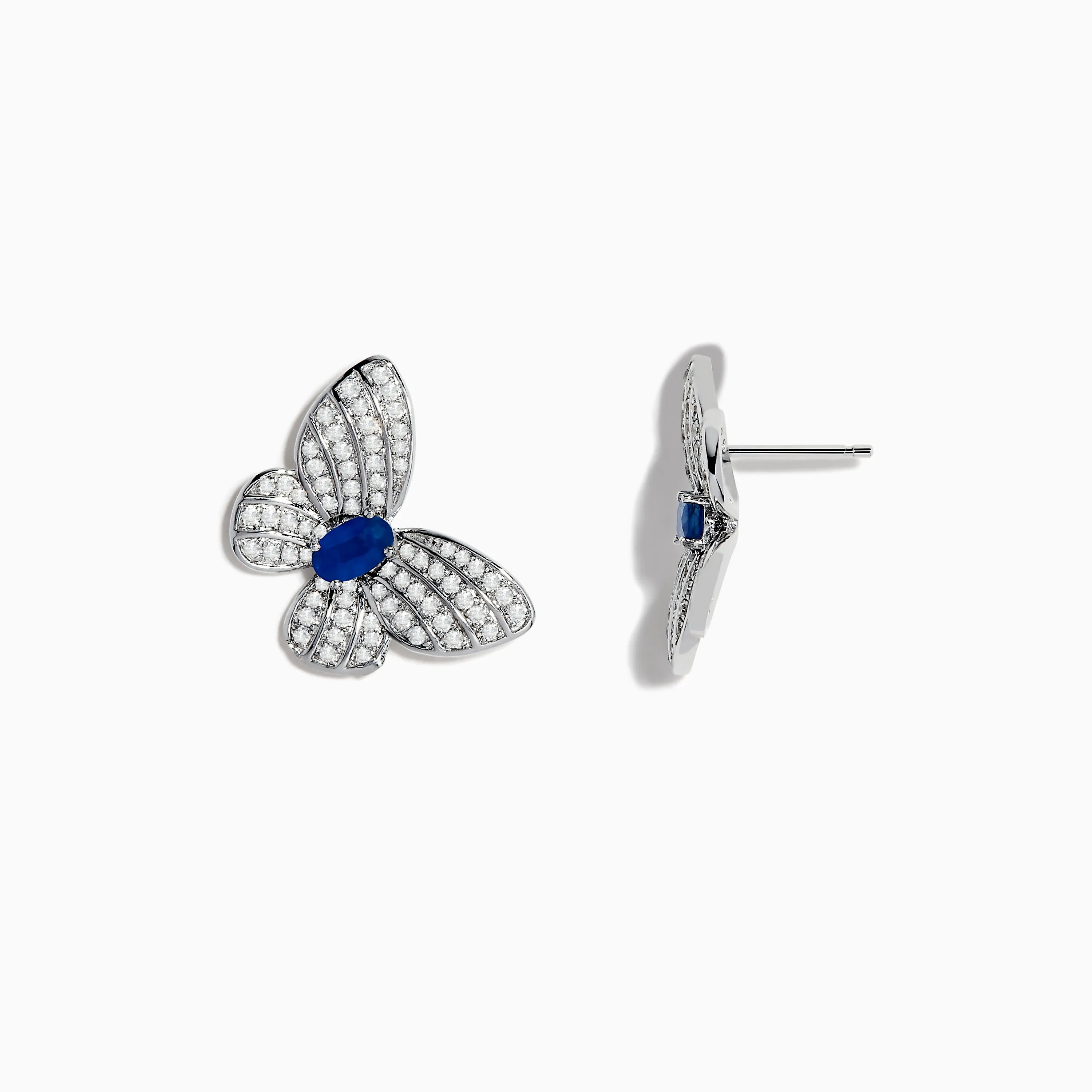 Nature 14K White Gold Sapphire and Diamond Butterfly Earrings sold by Effy product image thumbnail 2
